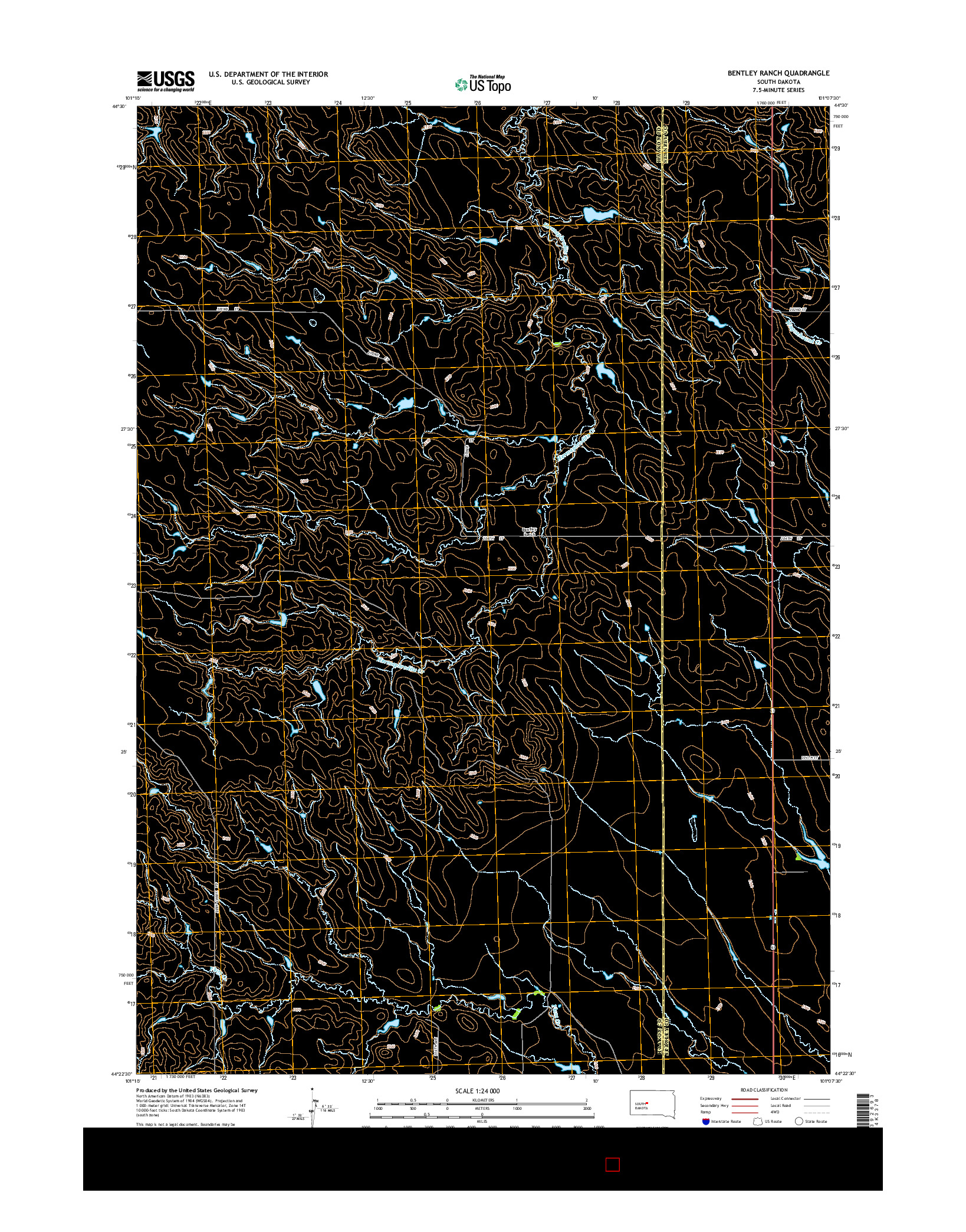 USGS US TOPO 7.5-MINUTE MAP FOR BENTLEY RANCH, SD 2015