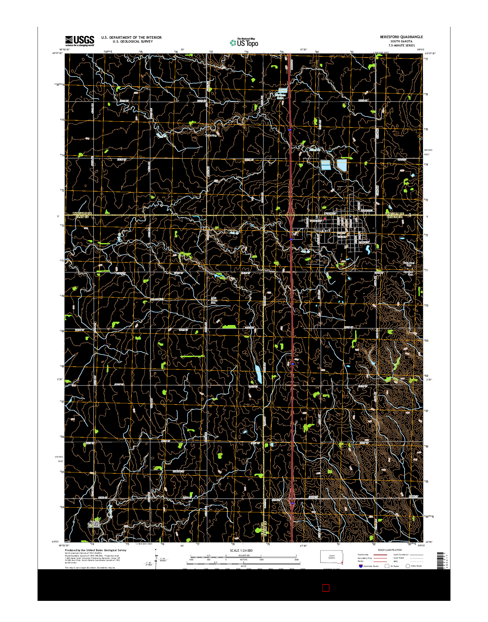 USGS US TOPO 7.5-MINUTE MAP FOR BERESFORD, SD 2015