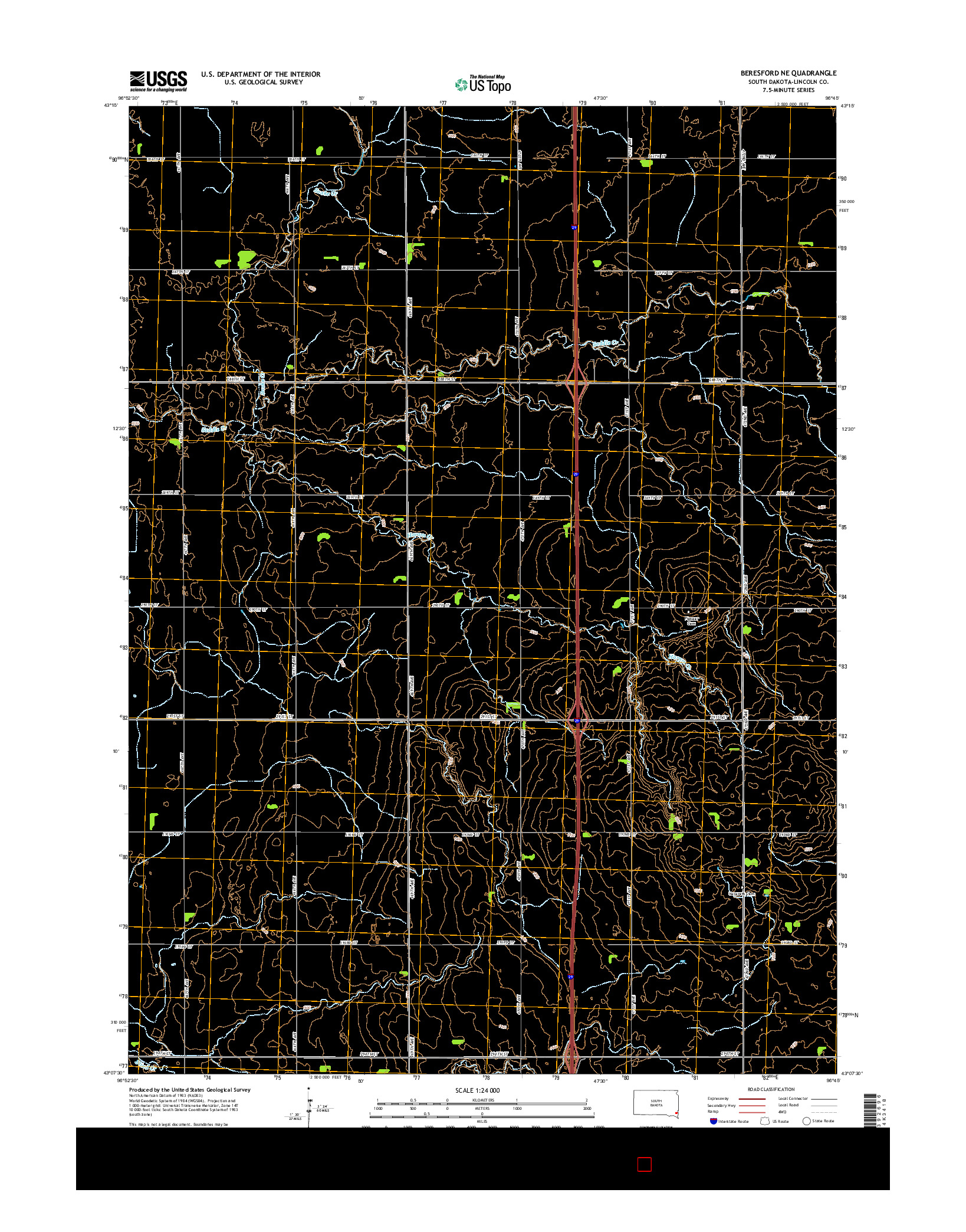 USGS US TOPO 7.5-MINUTE MAP FOR BERESFORD NE, SD 2015
