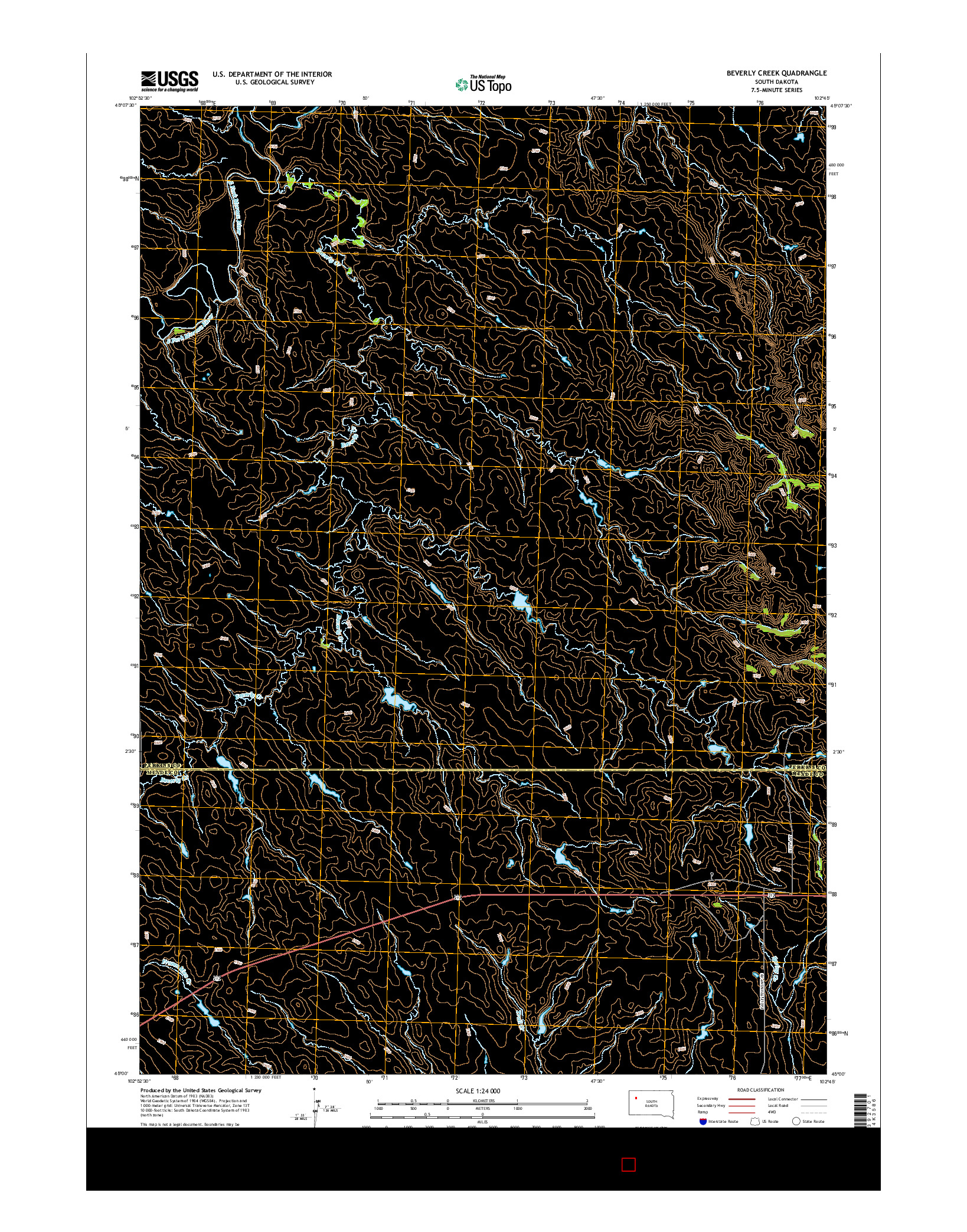 USGS US TOPO 7.5-MINUTE MAP FOR BEVERLY CREEK, SD 2015