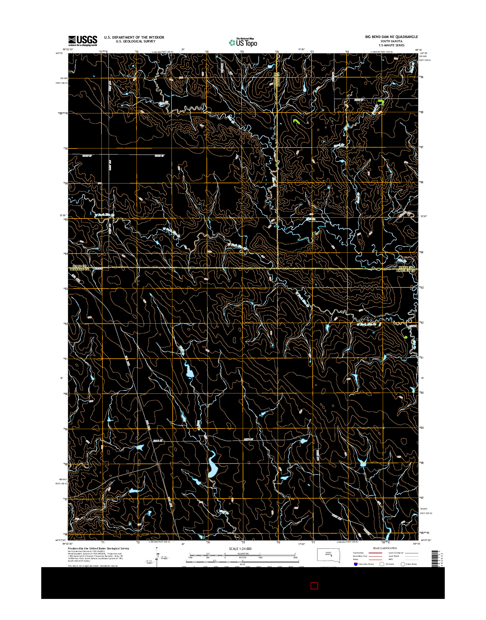 USGS US TOPO 7.5-MINUTE MAP FOR BIG BEND DAM NE, SD 2015