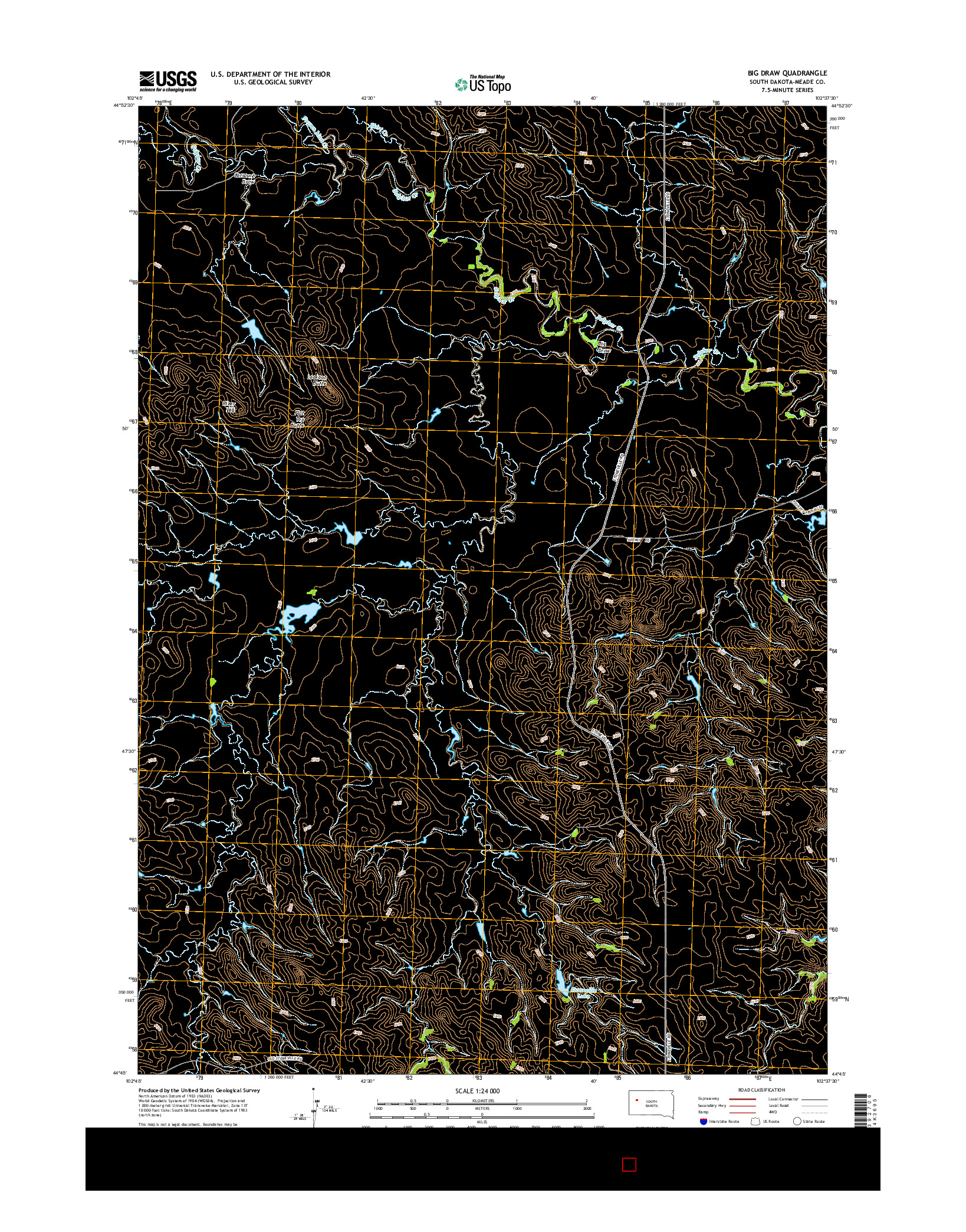USGS US TOPO 7.5-MINUTE MAP FOR BIG DRAW, SD 2015