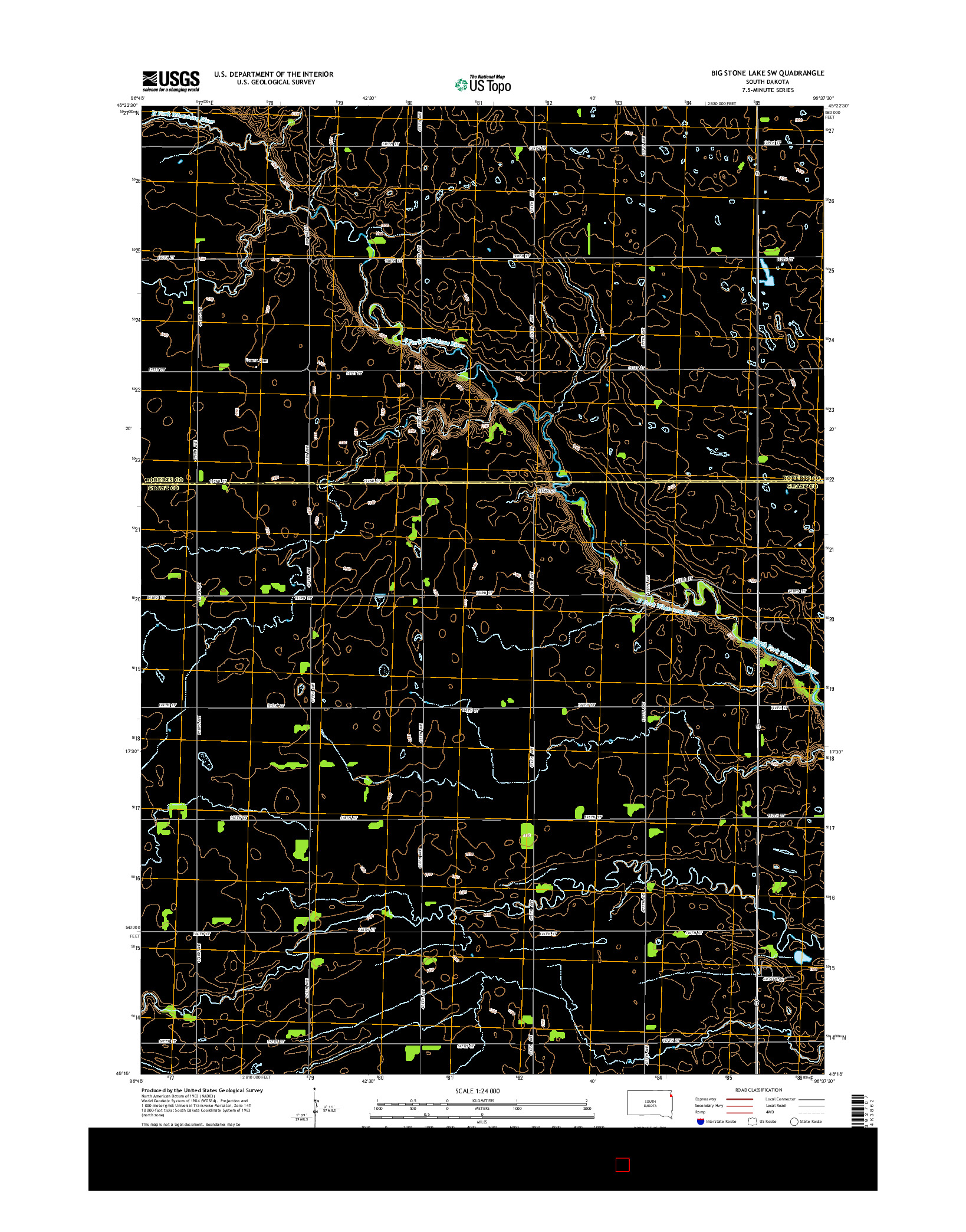 USGS US TOPO 7.5-MINUTE MAP FOR BIG STONE LAKE SW, SD 2015