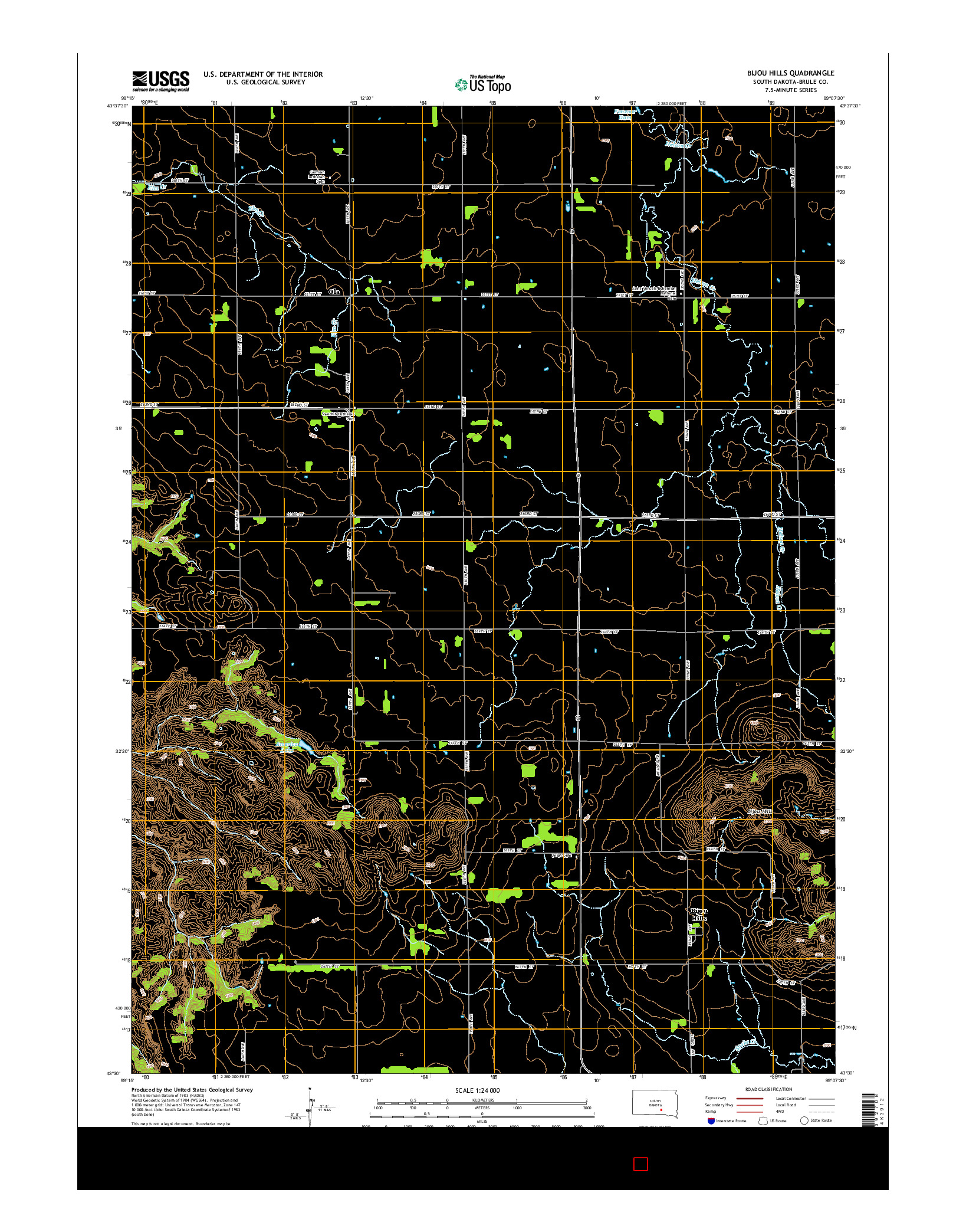 USGS US TOPO 7.5-MINUTE MAP FOR BIJOU HILLS, SD 2015