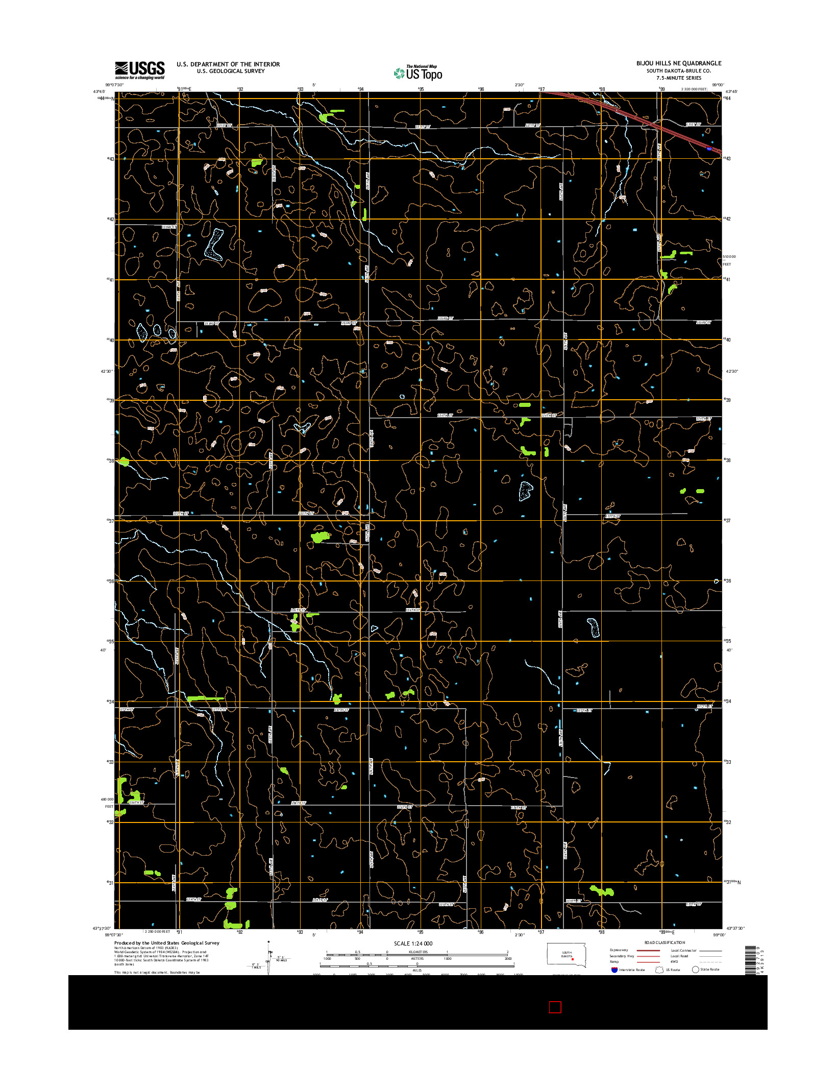 USGS US TOPO 7.5-MINUTE MAP FOR BIJOU HILLS NE, SD 2015