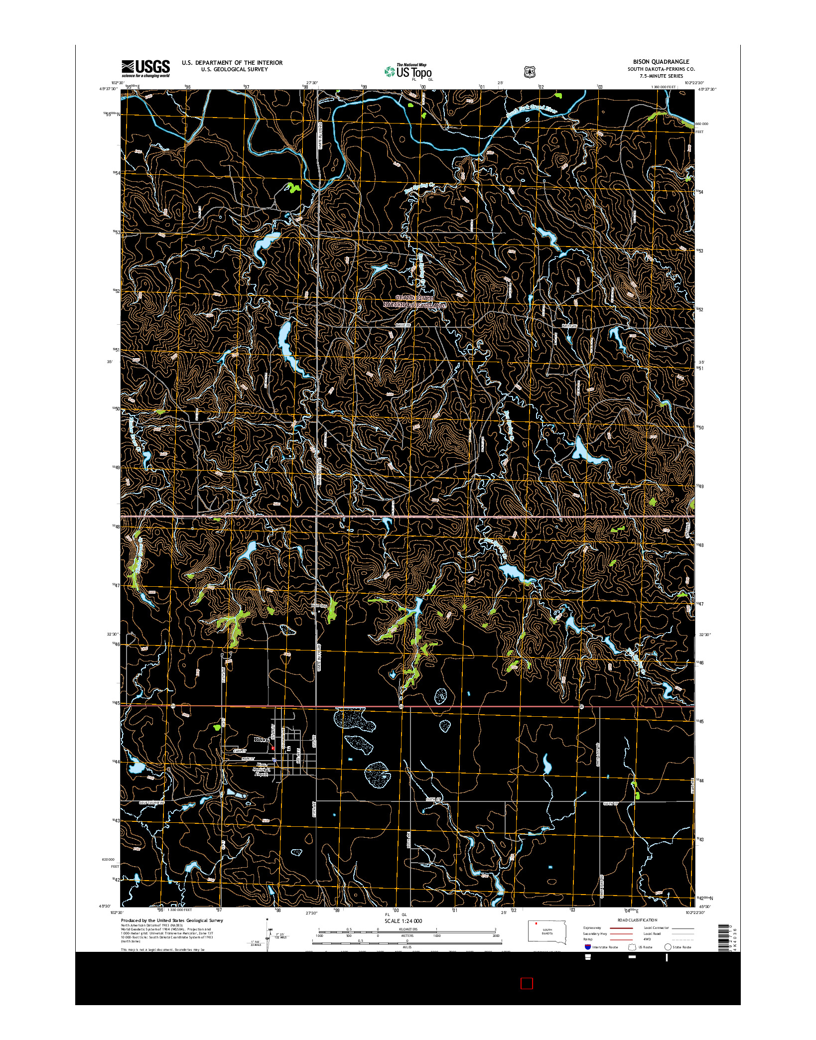 USGS US TOPO 7.5-MINUTE MAP FOR BISON, SD 2015