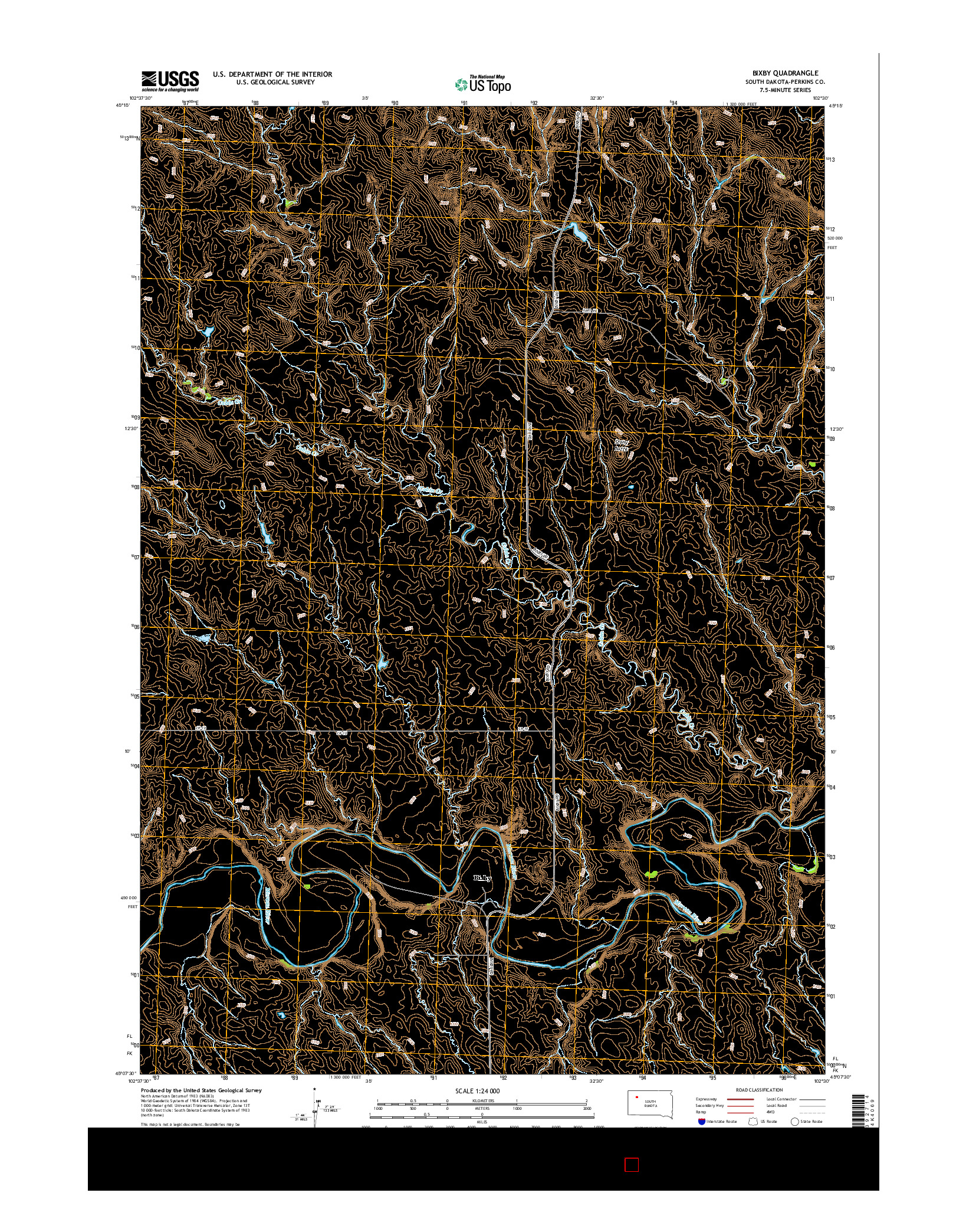 USGS US TOPO 7.5-MINUTE MAP FOR BIXBY, SD 2015