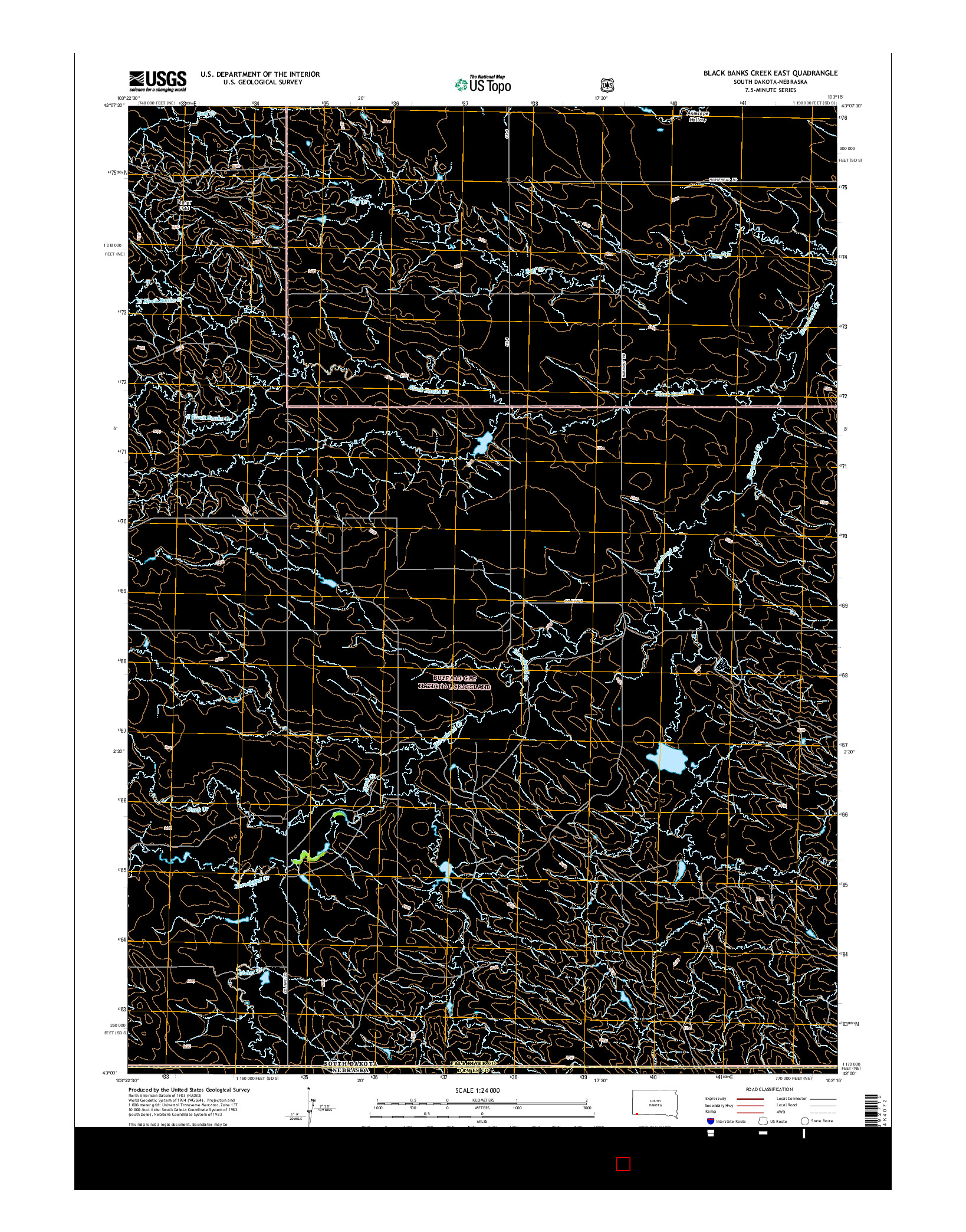 USGS US TOPO 7.5-MINUTE MAP FOR BLACK BANKS CREEK EAST, SD-NE 2015