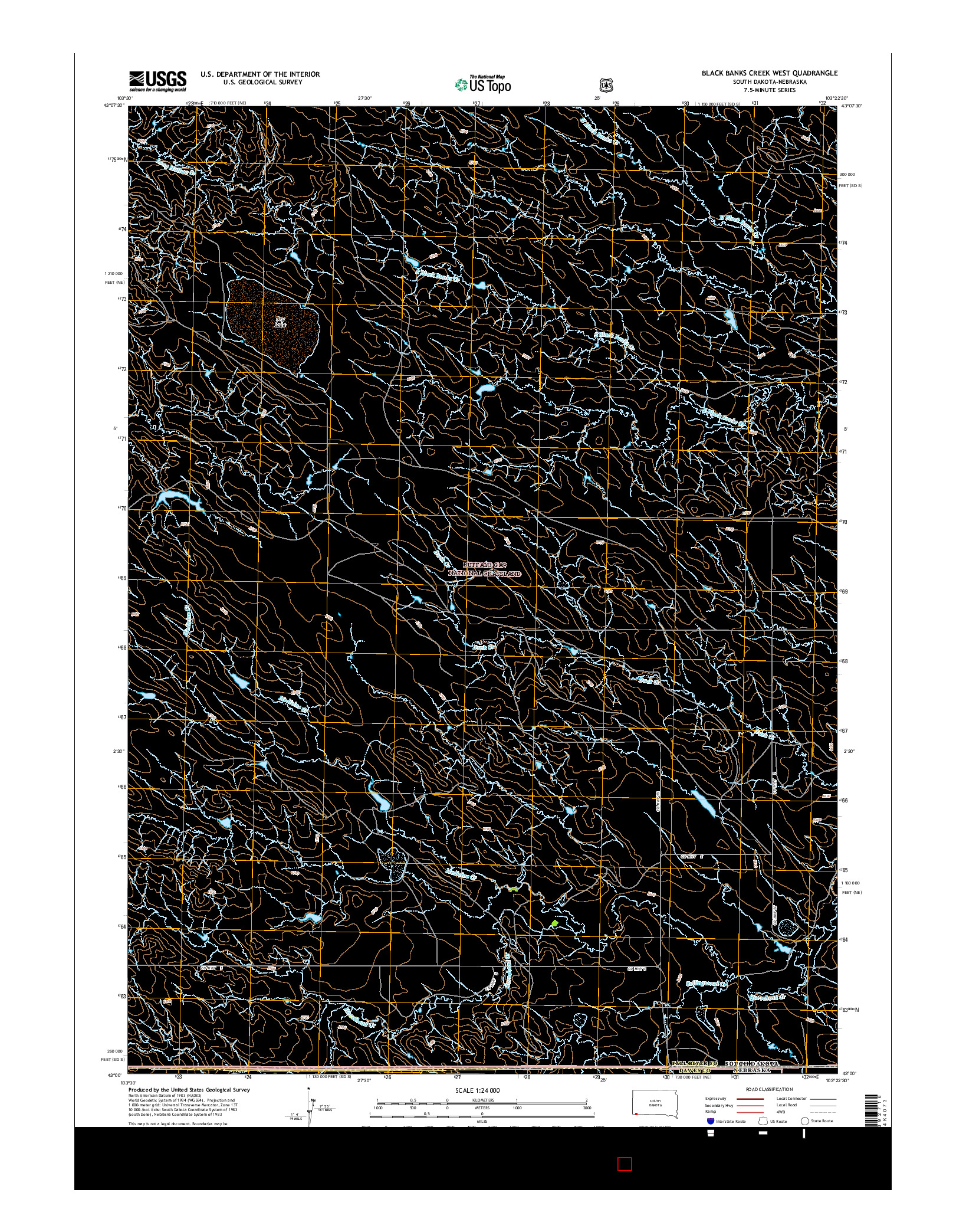 USGS US TOPO 7.5-MINUTE MAP FOR BLACK BANKS CREEK WEST, SD-NE 2015