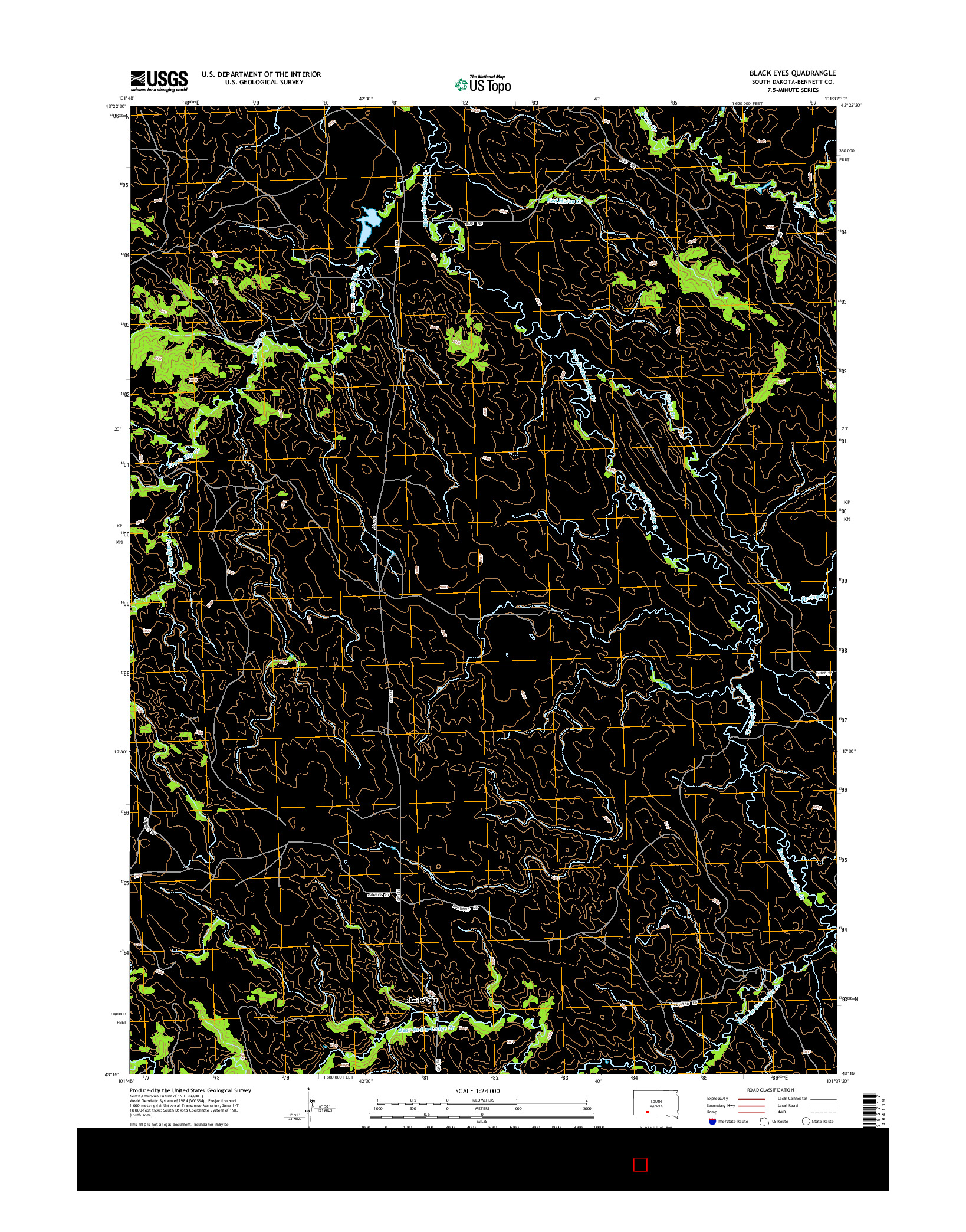 USGS US TOPO 7.5-MINUTE MAP FOR BLACK EYES, SD 2015