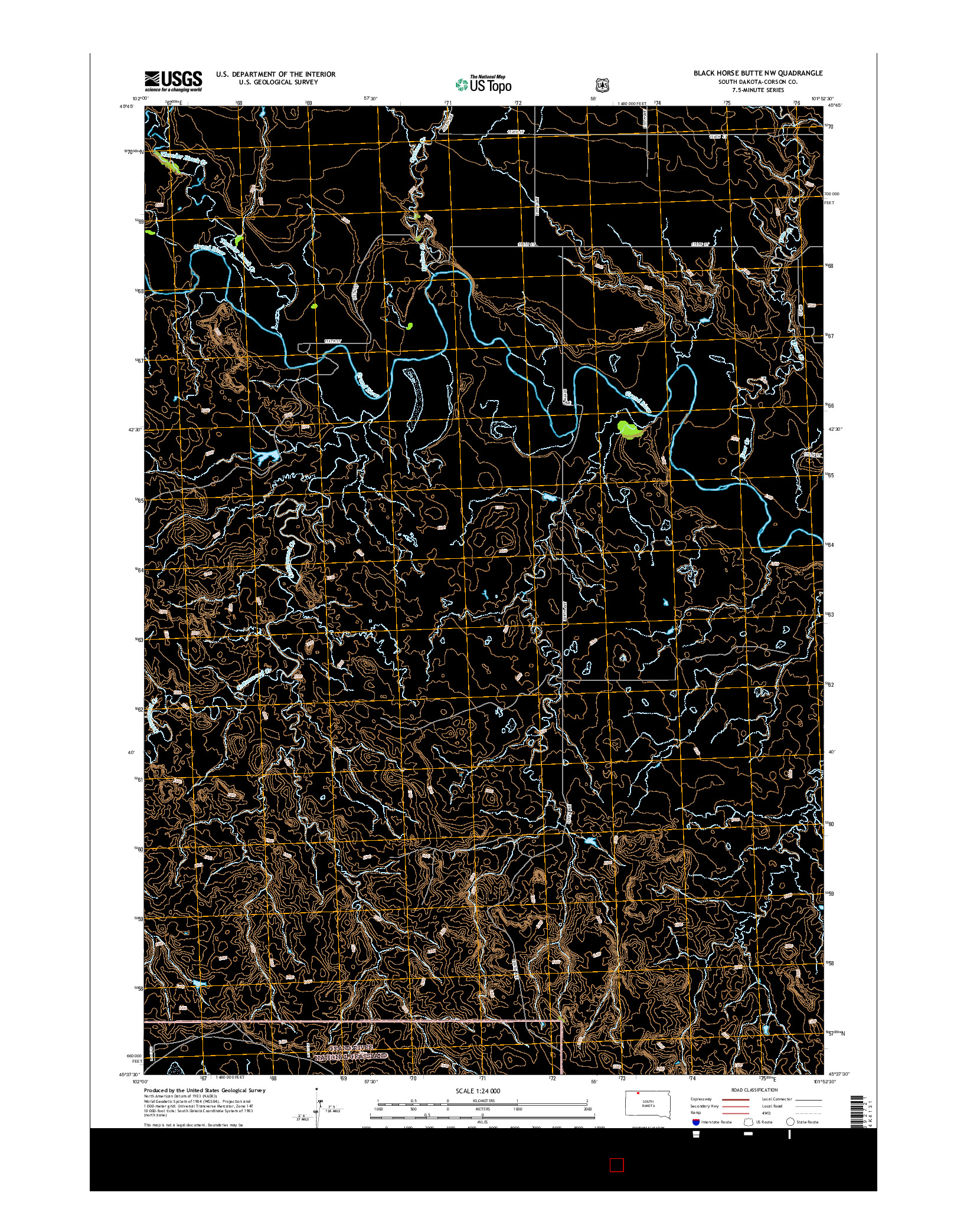 USGS US TOPO 7.5-MINUTE MAP FOR BLACK HORSE BUTTE NW, SD 2015