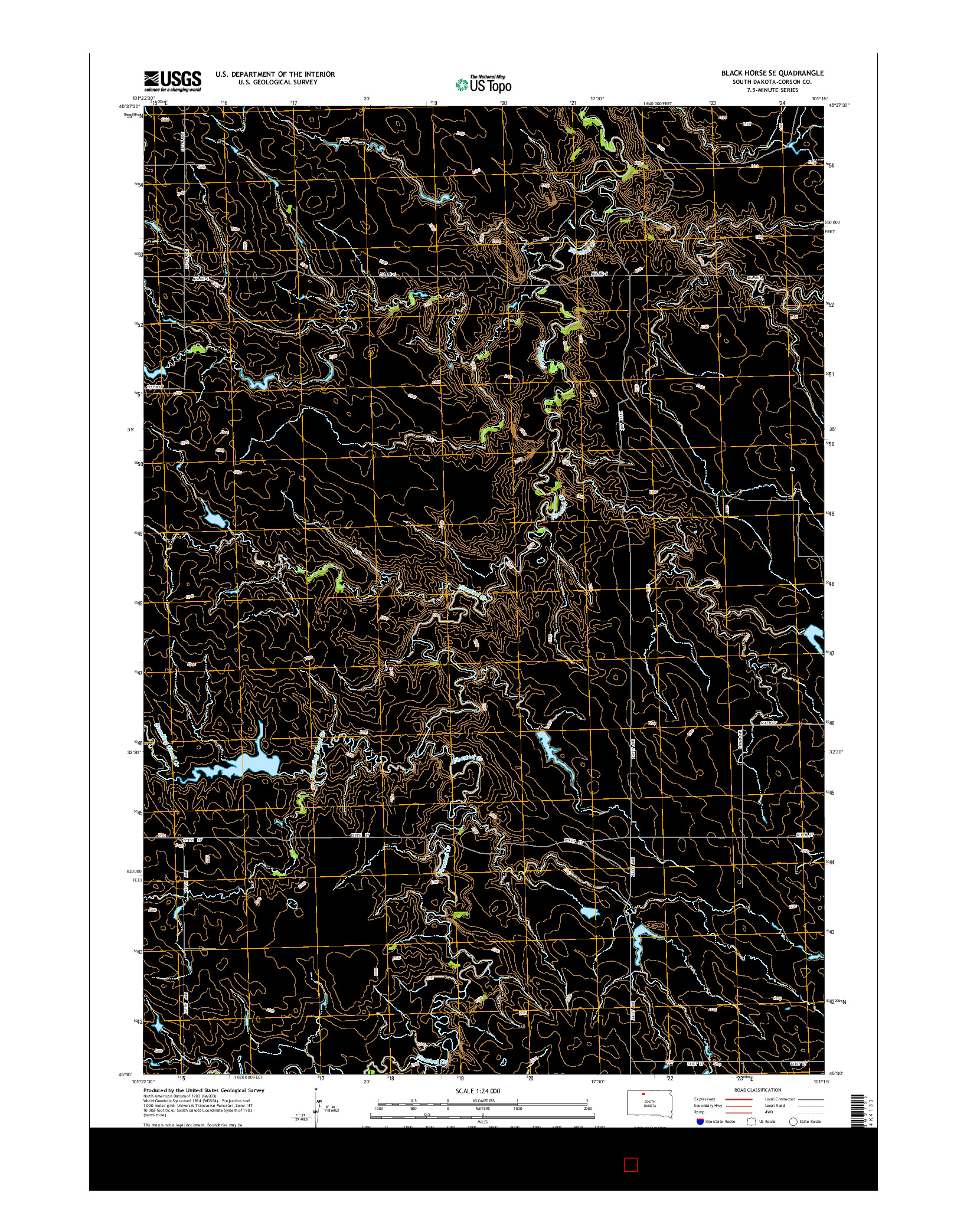 USGS US TOPO 7.5-MINUTE MAP FOR BLACK HORSE SE, SD 2015