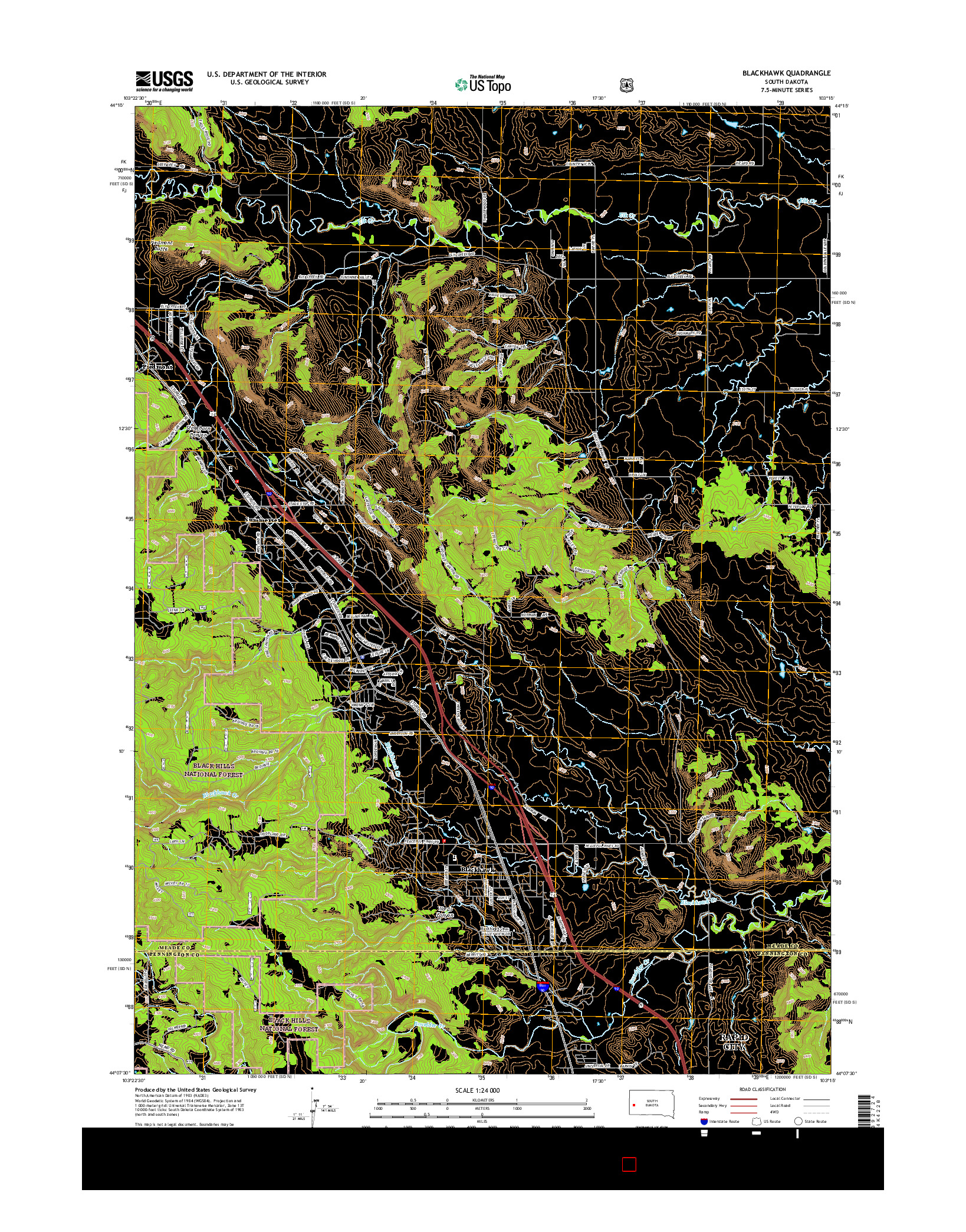 USGS US TOPO 7.5-MINUTE MAP FOR BLACKHAWK, SD 2015