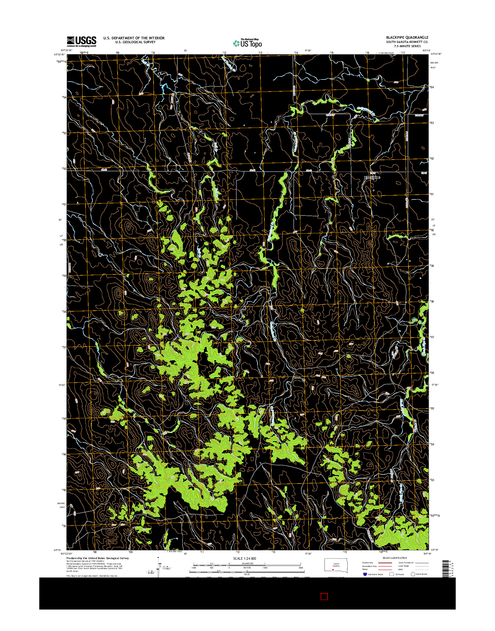 USGS US TOPO 7.5-MINUTE MAP FOR BLACKPIPE, SD 2015