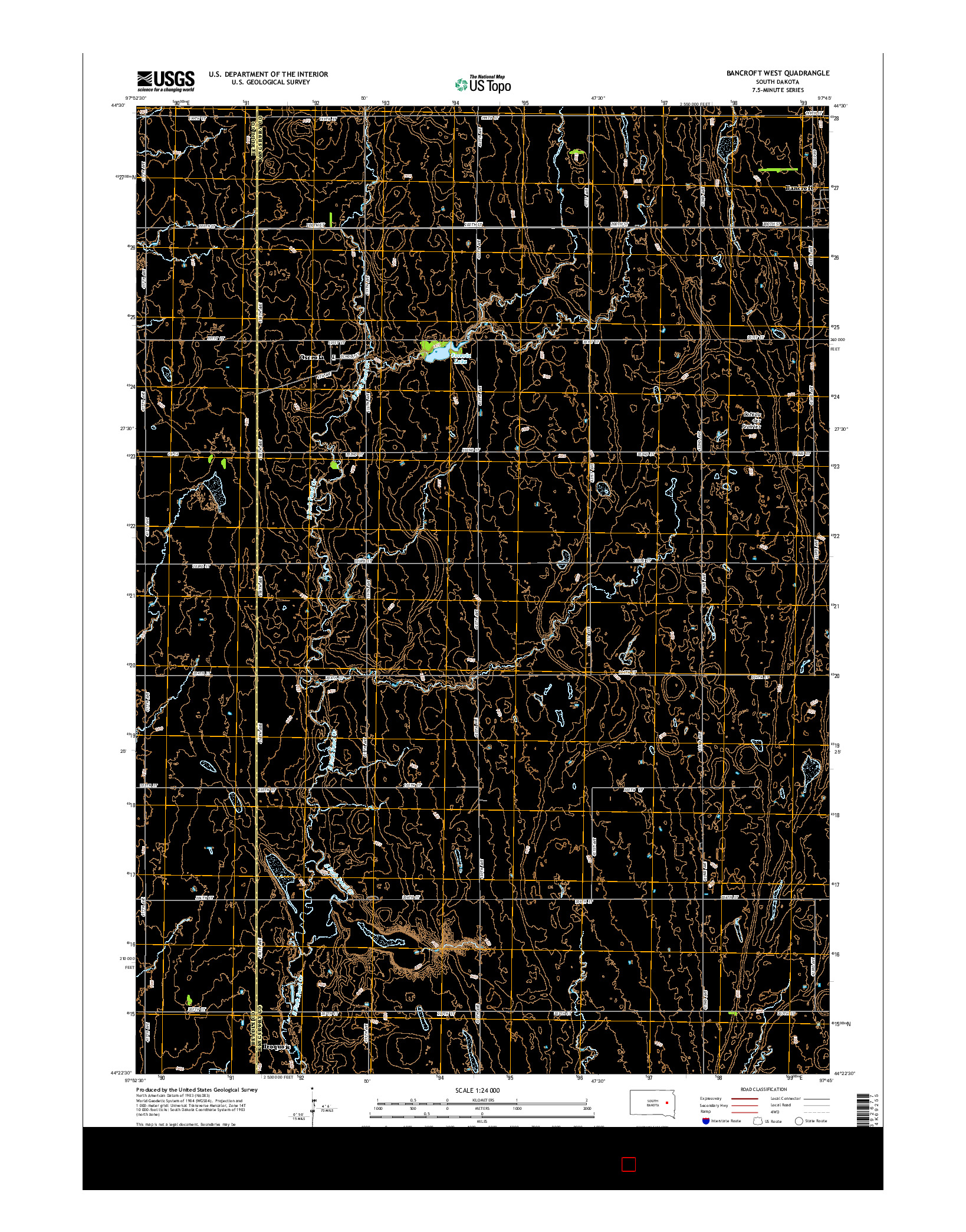 USGS US TOPO 7.5-MINUTE MAP FOR BANCROFT WEST, SD 2015