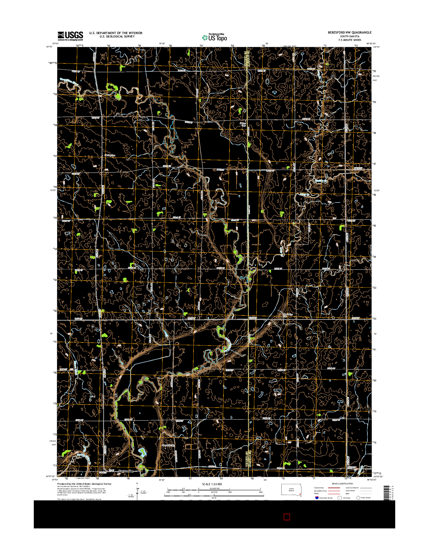 USGS US TOPO 7.5-MINUTE MAP FOR BERESFORD NW, SD 2015