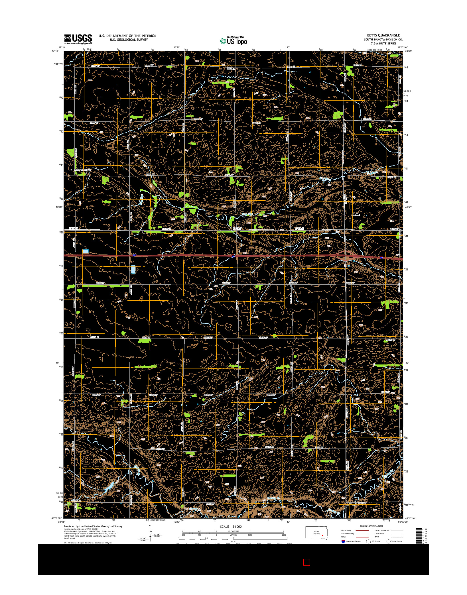 USGS US TOPO 7.5-MINUTE MAP FOR BETTS, SD 2015