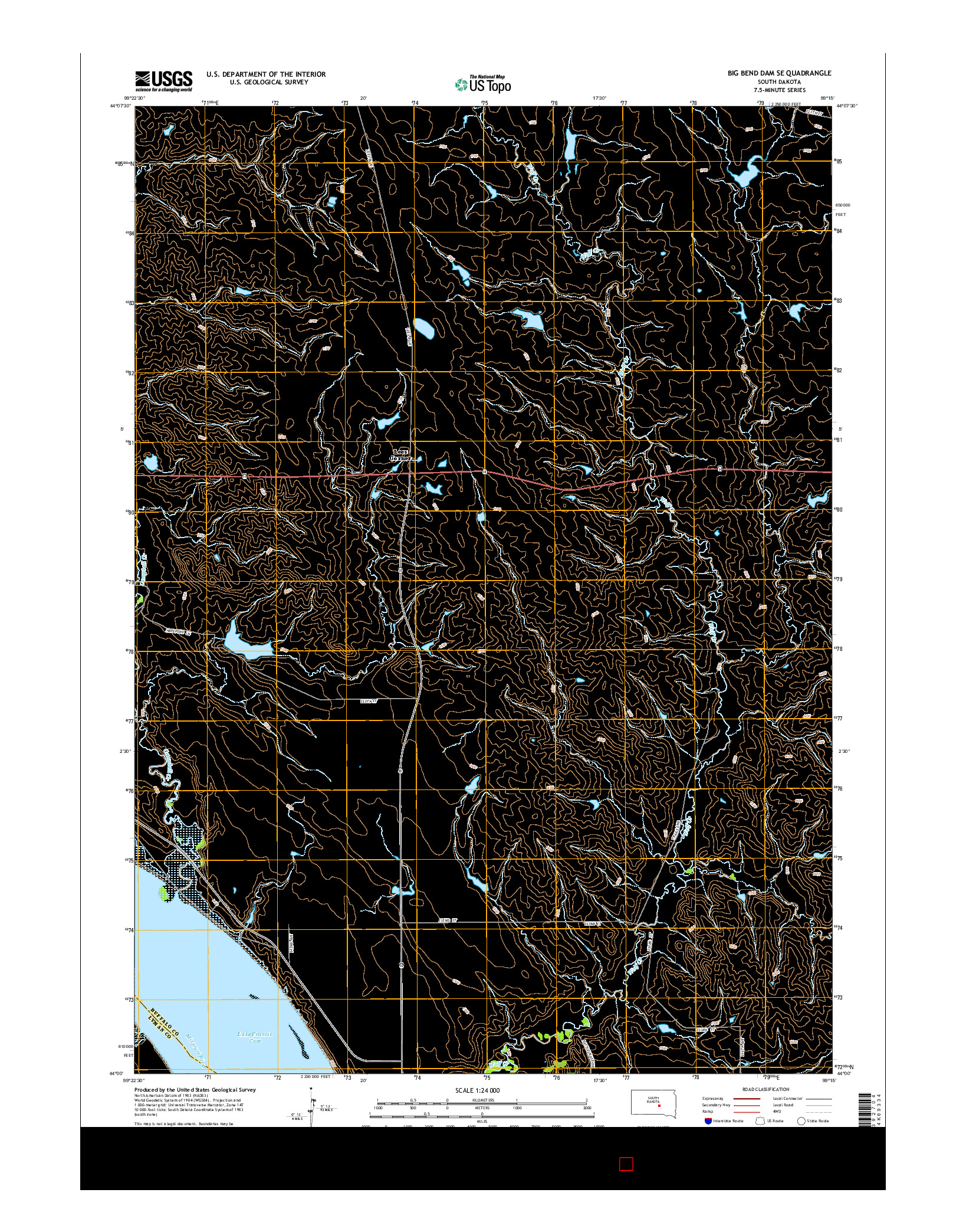 USGS US TOPO 7.5-MINUTE MAP FOR BIG BEND DAM SE, SD 2015