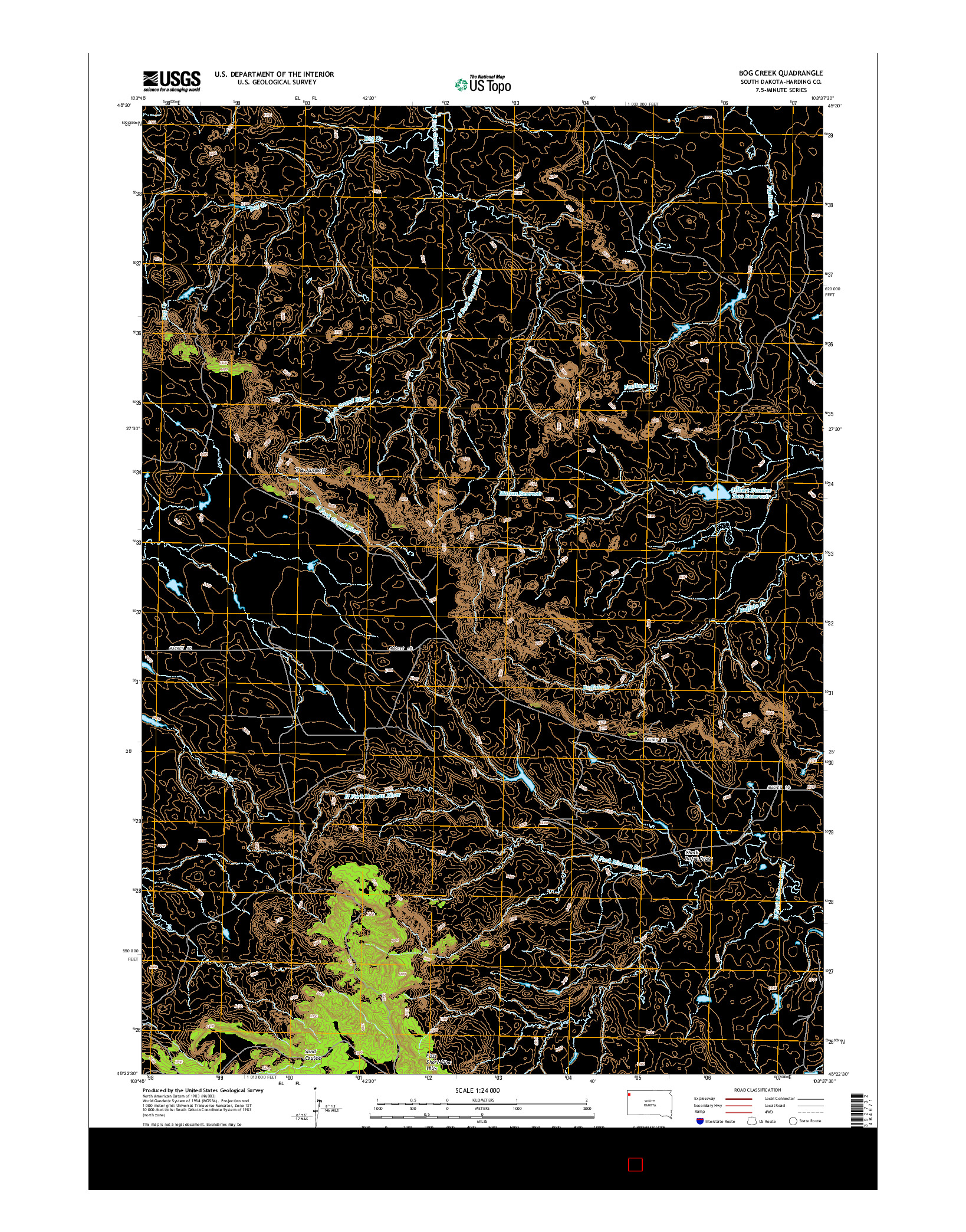 USGS US TOPO 7.5-MINUTE MAP FOR BOG CREEK, SD 2015