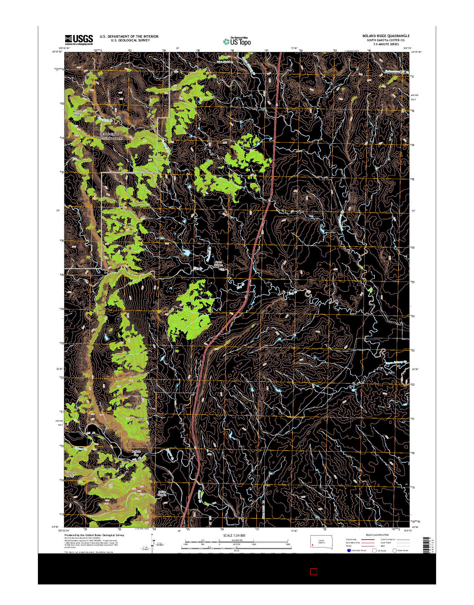 USGS US TOPO 7.5-MINUTE MAP FOR BOLAND RIDGE, SD 2015