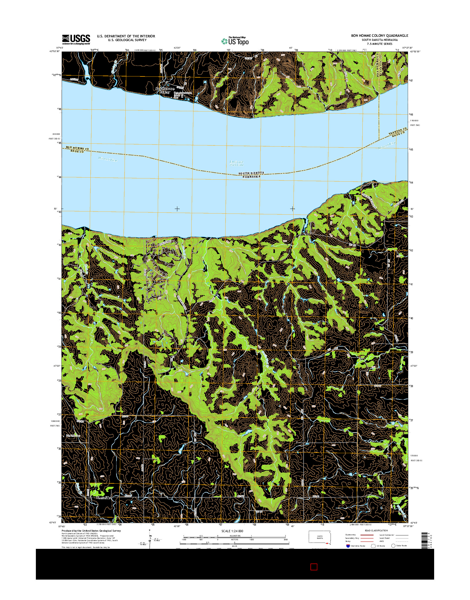 USGS US TOPO 7.5-MINUTE MAP FOR BON HOMME COLONY, SD-NE 2015
