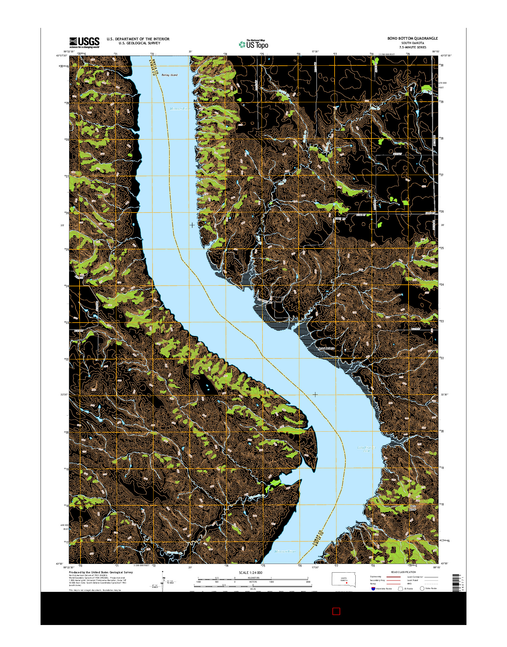 USGS US TOPO 7.5-MINUTE MAP FOR BOND BOTTOM, SD 2015
