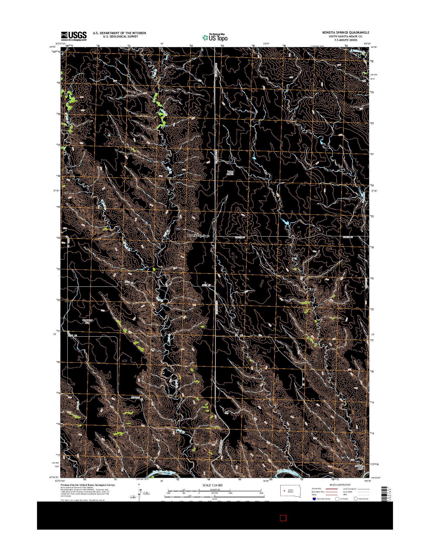 USGS US TOPO 7.5-MINUTE MAP FOR BONEITA SPRINGS, SD 2015