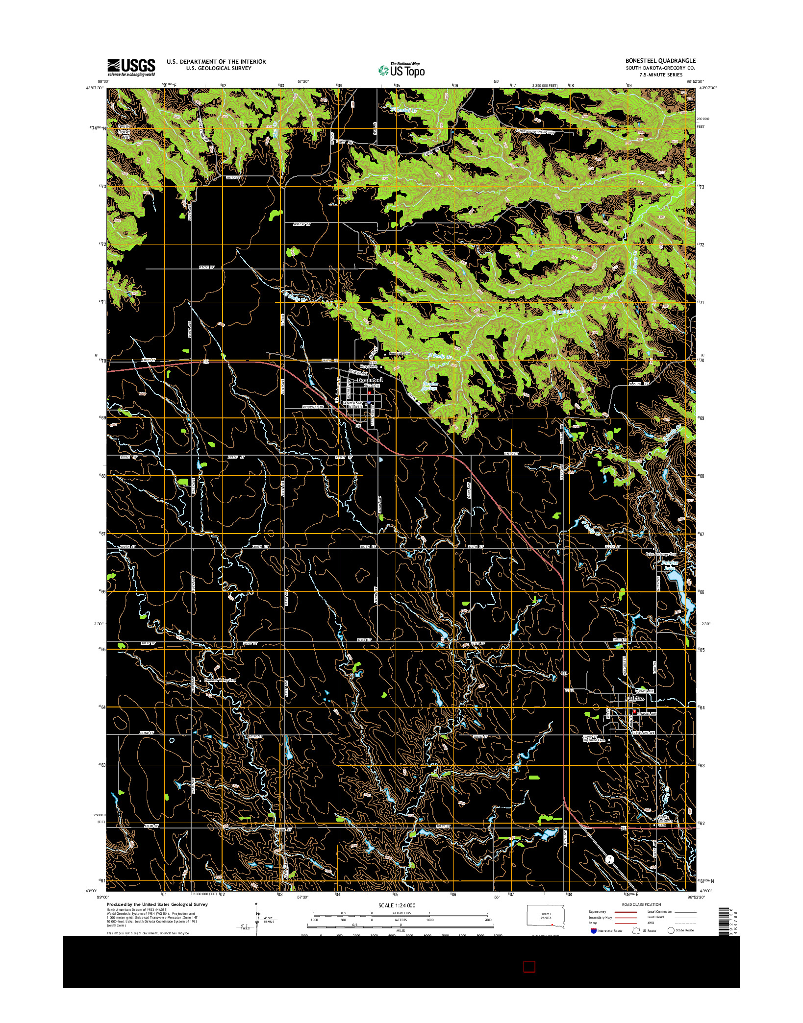 USGS US TOPO 7.5-MINUTE MAP FOR BONESTEEL, SD 2015