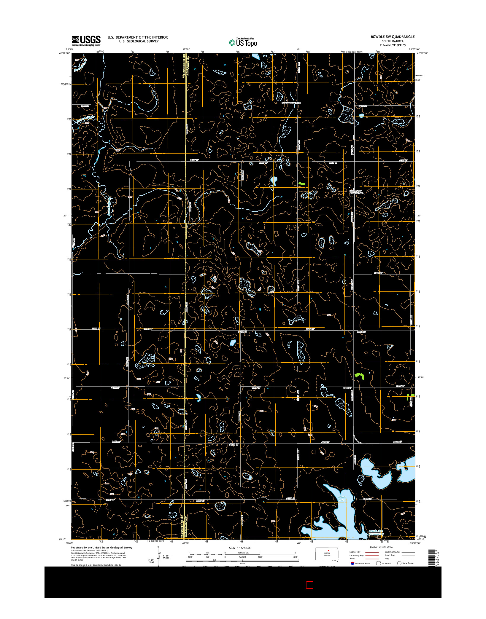 USGS US TOPO 7.5-MINUTE MAP FOR BOWDLE SW, SD 2015