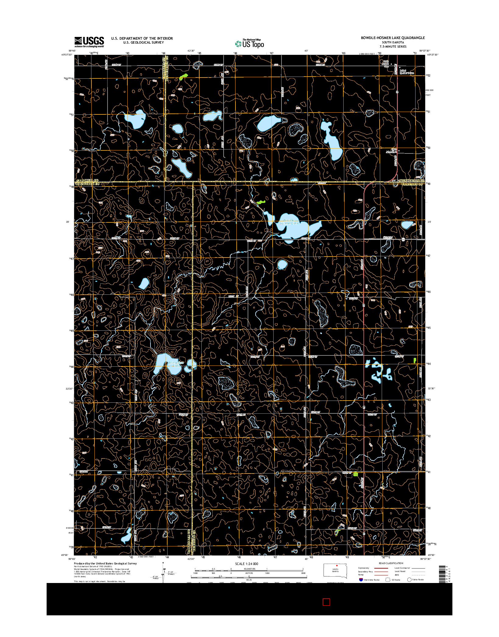 USGS US TOPO 7.5-MINUTE MAP FOR BOWDLE-HOSMER LAKE, SD 2015