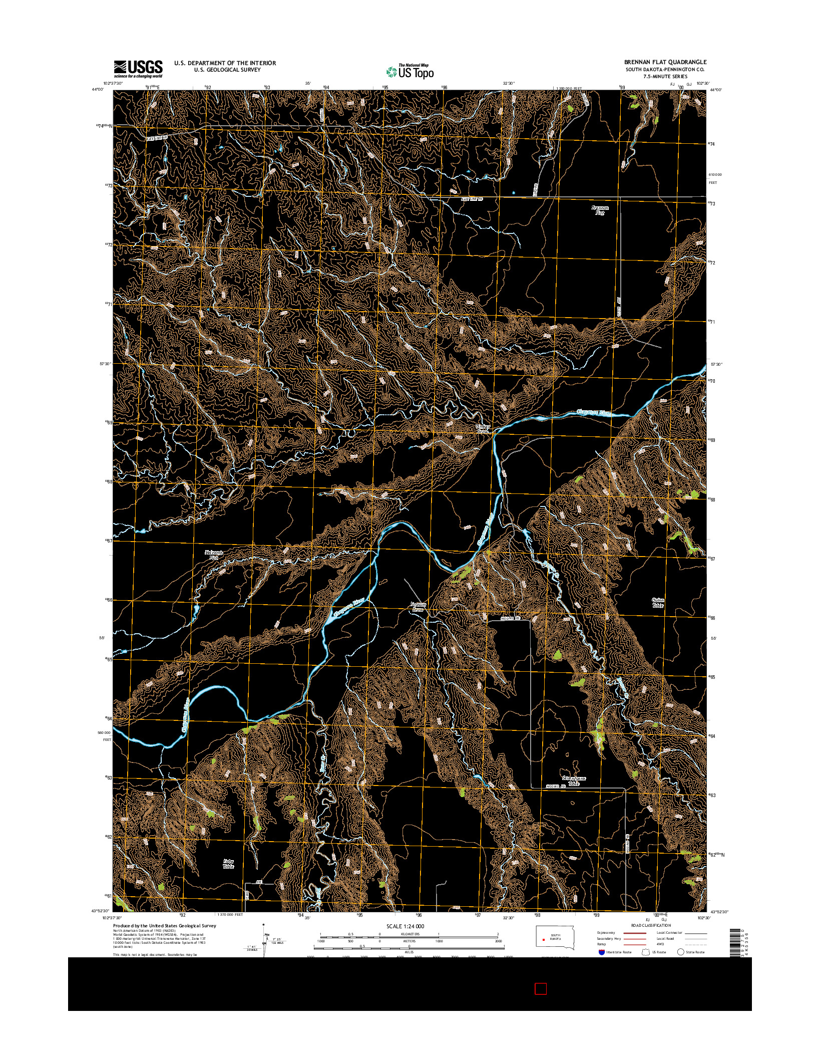 USGS US TOPO 7.5-MINUTE MAP FOR BRENNAN FLAT, SD 2015