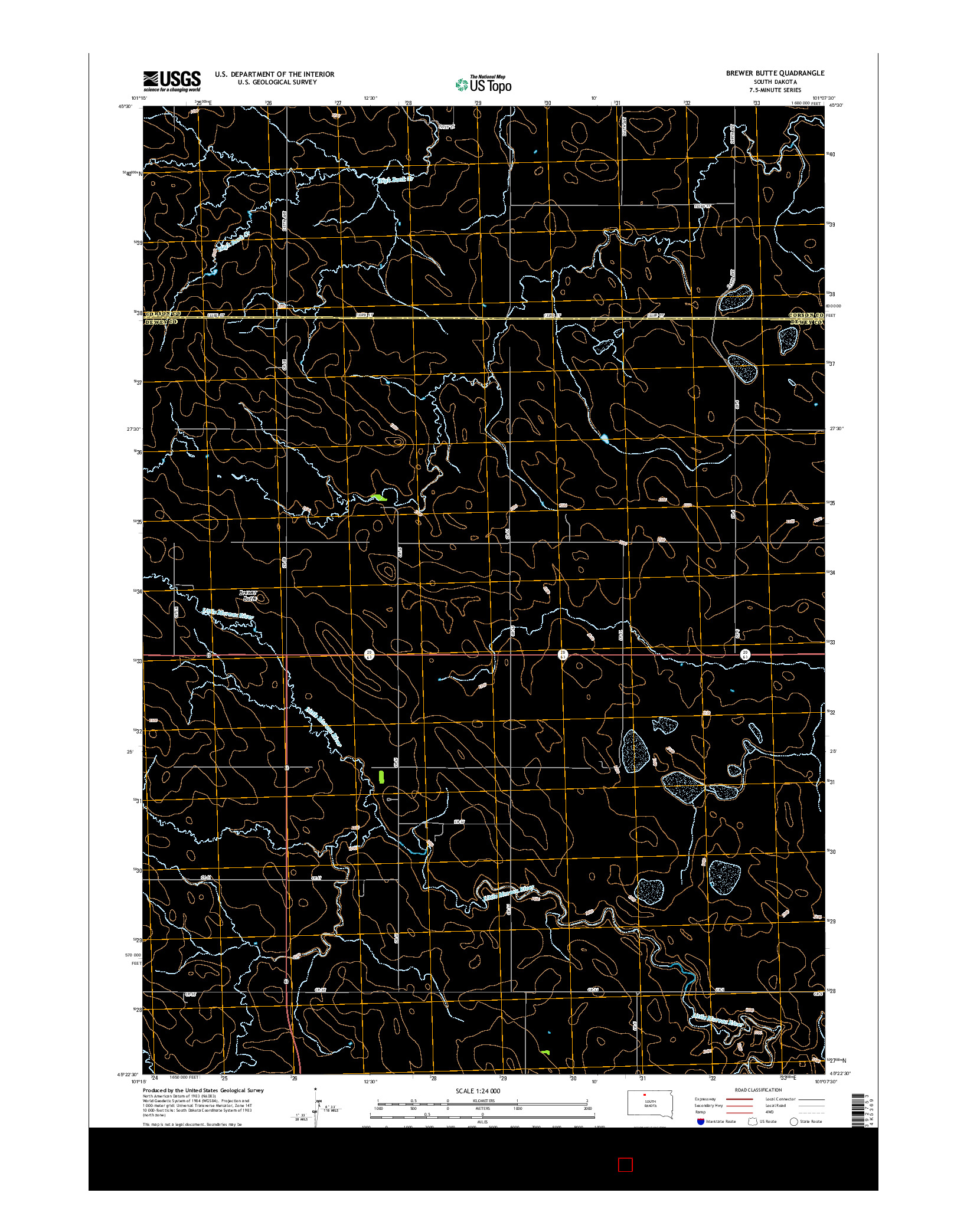 USGS US TOPO 7.5-MINUTE MAP FOR BREWER BUTTE, SD 2015