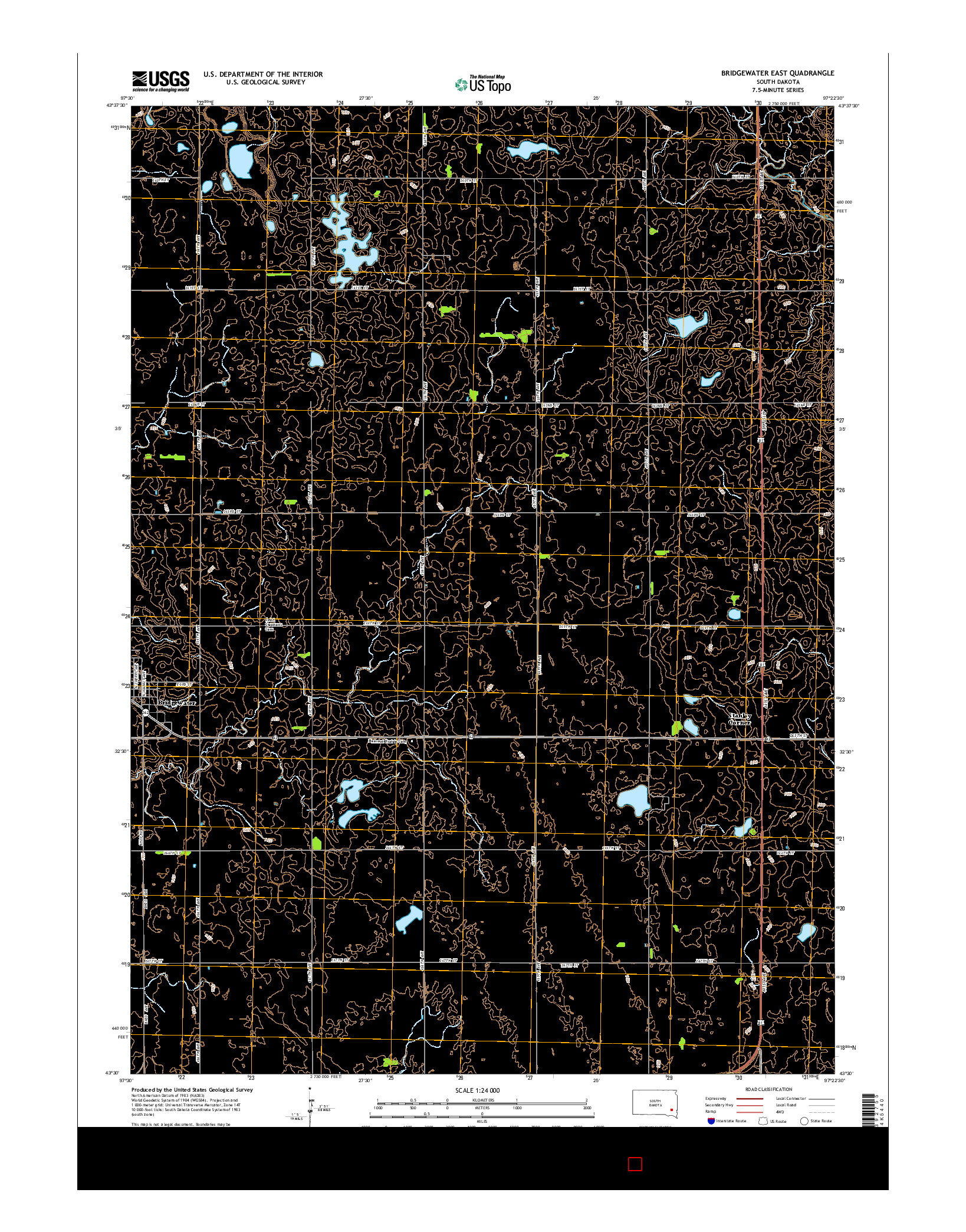 USGS US TOPO 7.5-MINUTE MAP FOR BRIDGEWATER EAST, SD 2015