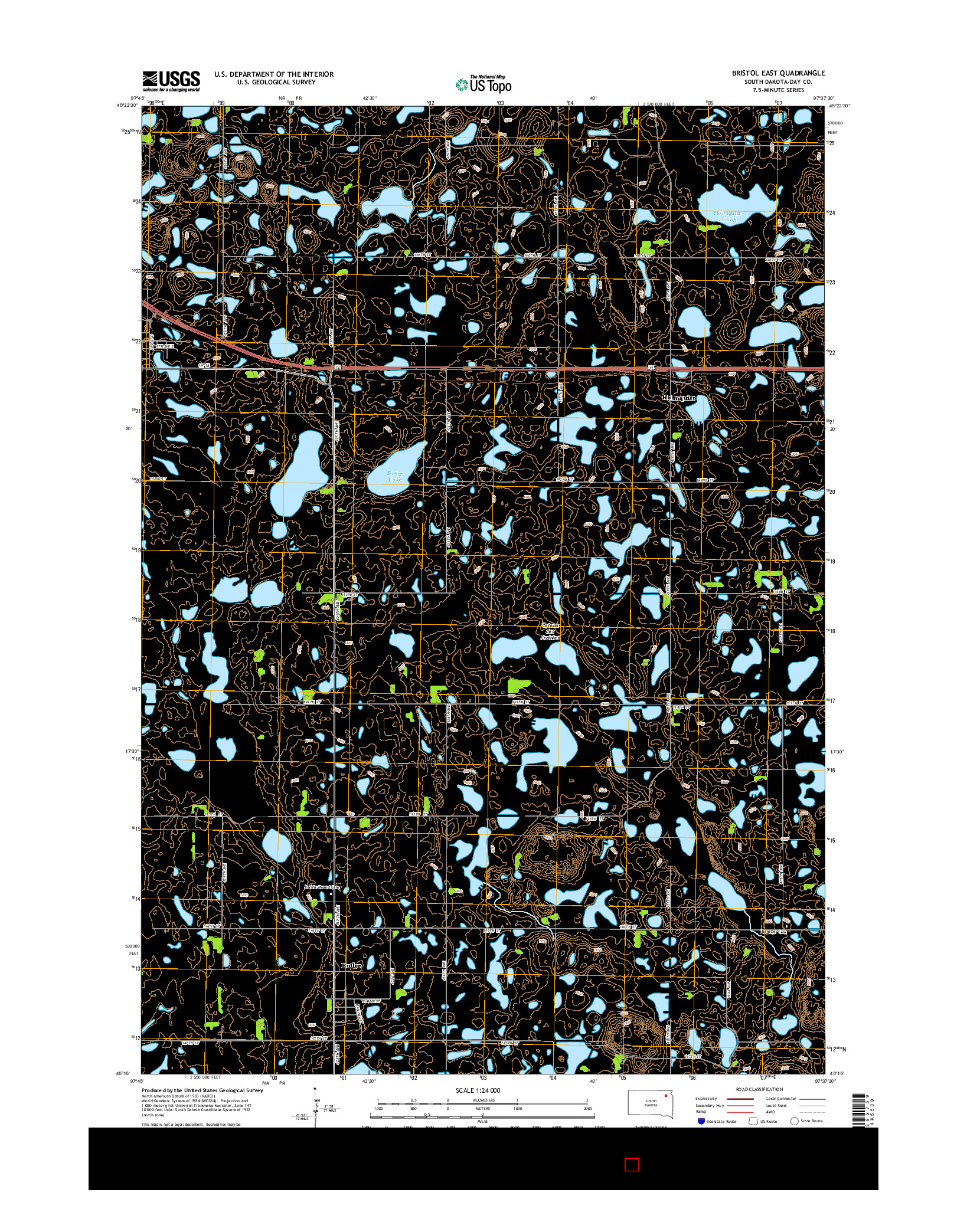 USGS US TOPO 7.5-MINUTE MAP FOR BRISTOL EAST, SD 2015