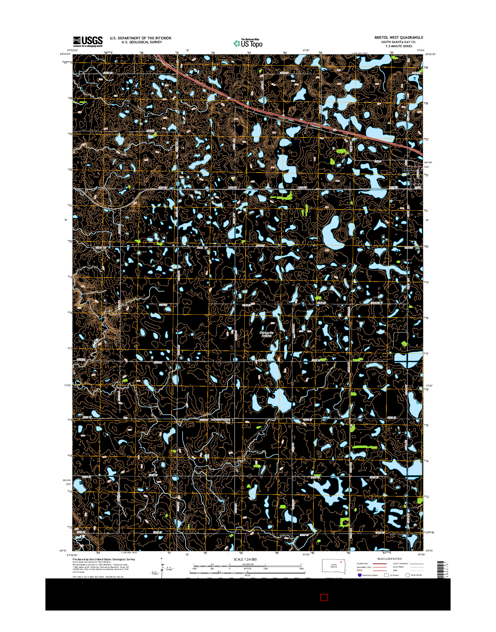 USGS US TOPO 7.5-MINUTE MAP FOR BRISTOL WEST, SD 2015