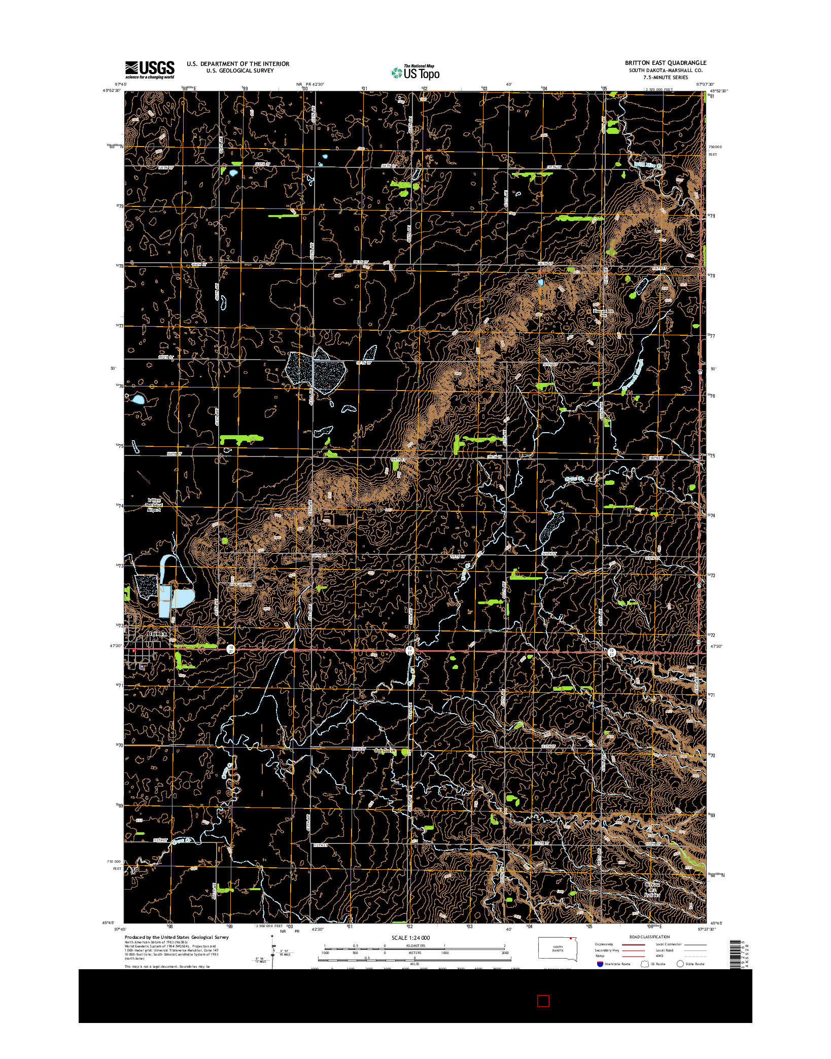 USGS US TOPO 7.5-MINUTE MAP FOR BRITTON EAST, SD 2015