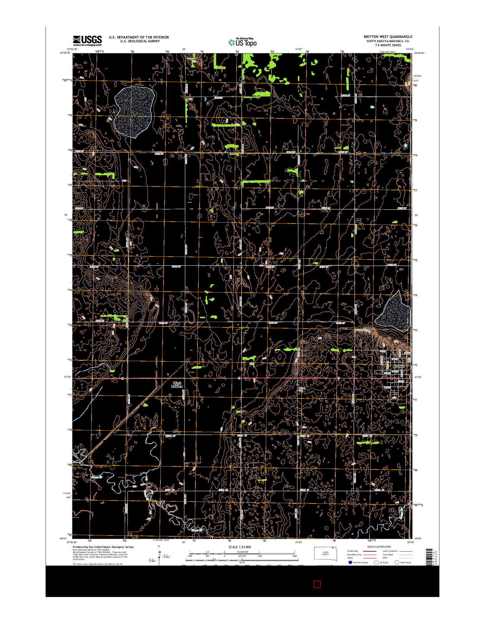 USGS US TOPO 7.5-MINUTE MAP FOR BRITTON WEST, SD 2015