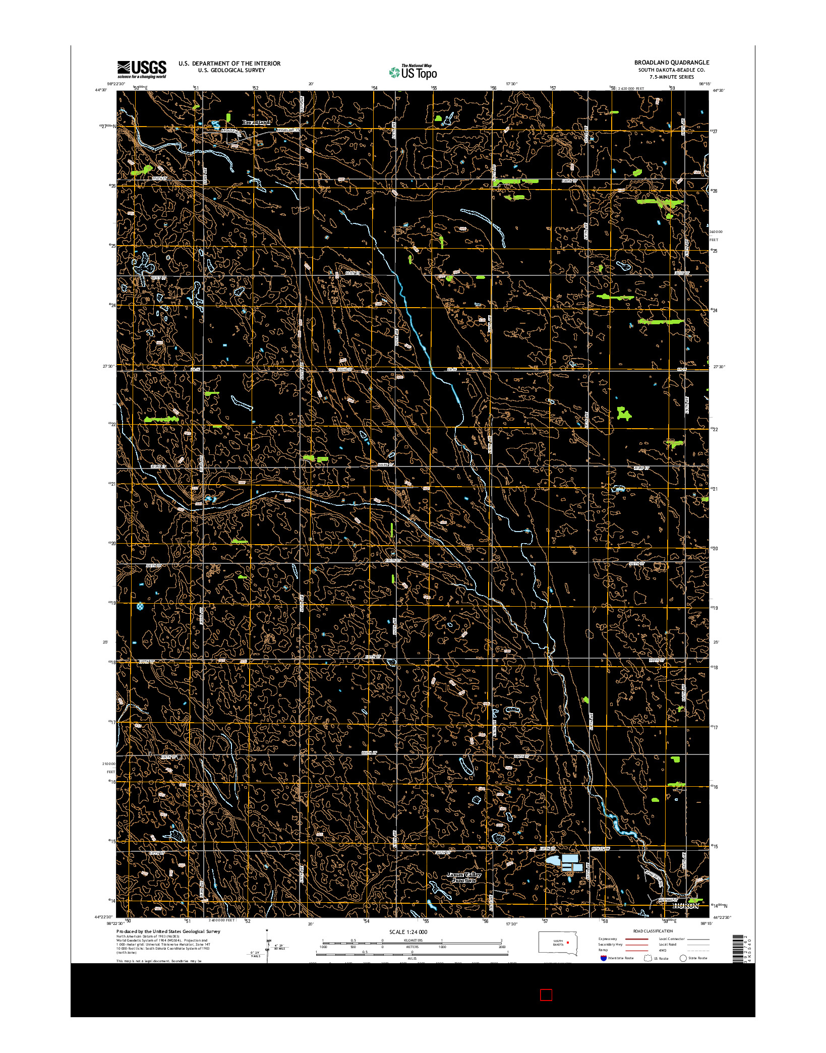 USGS US TOPO 7.5-MINUTE MAP FOR BROADLAND, SD 2015