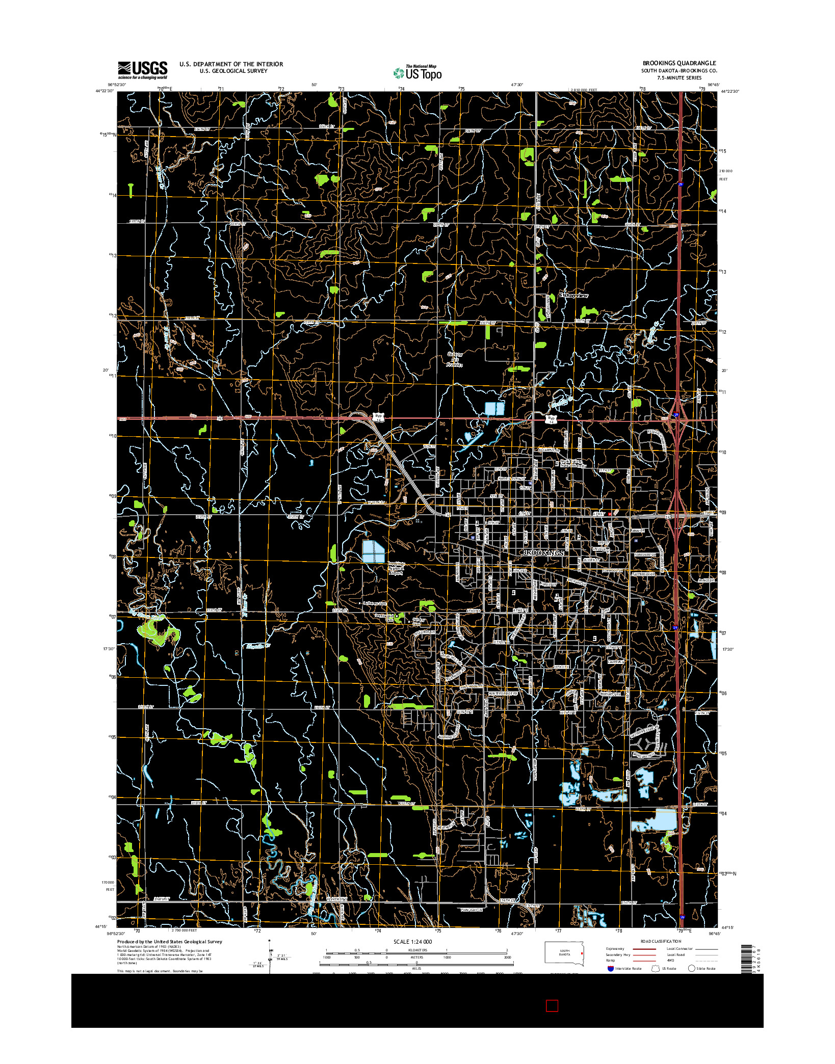 USGS US TOPO 7.5-MINUTE MAP FOR BROOKINGS, SD 2015
