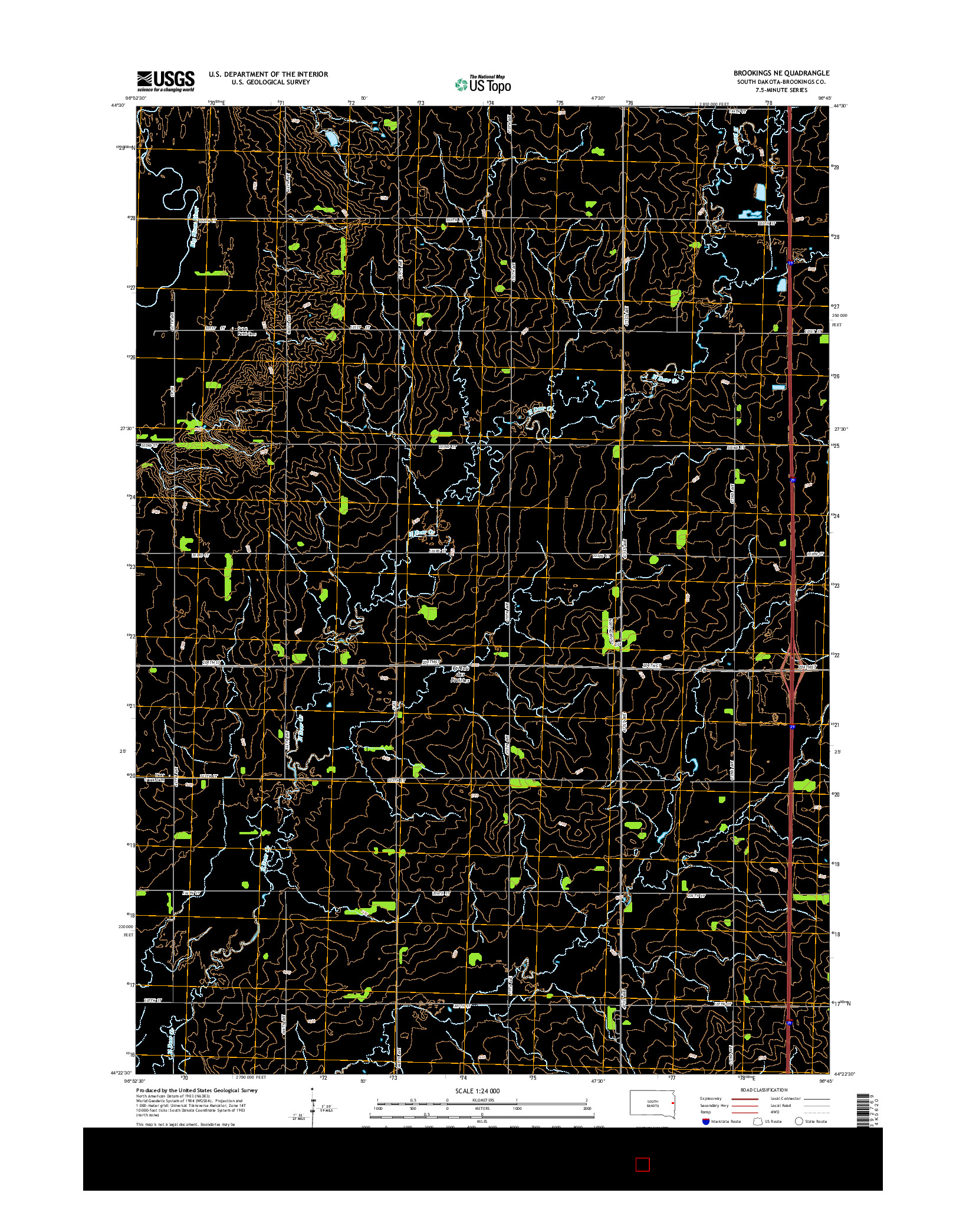 USGS US TOPO 7.5-MINUTE MAP FOR BROOKINGS NE, SD 2015