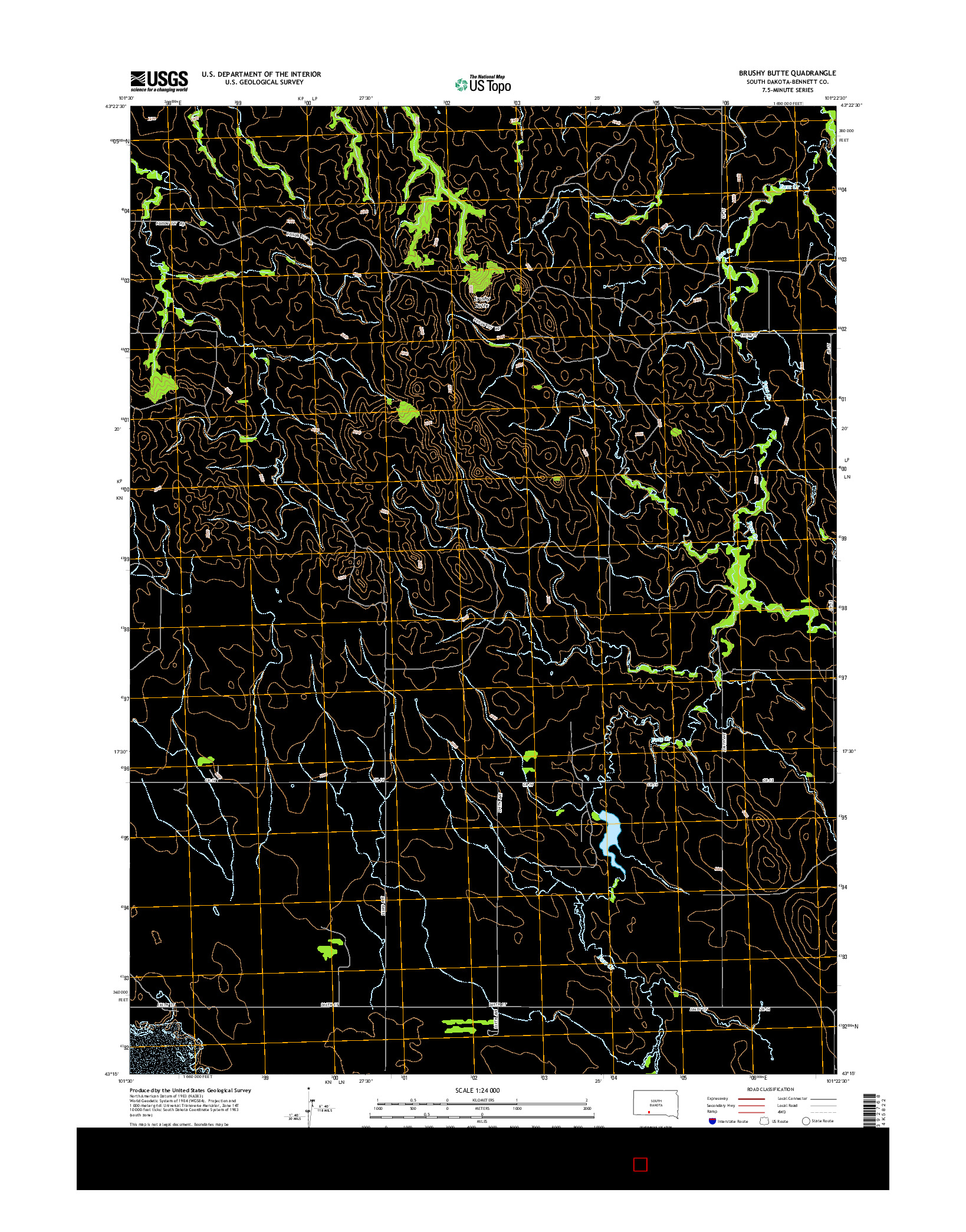 USGS US TOPO 7.5-MINUTE MAP FOR BRUSHY BUTTE, SD 2015