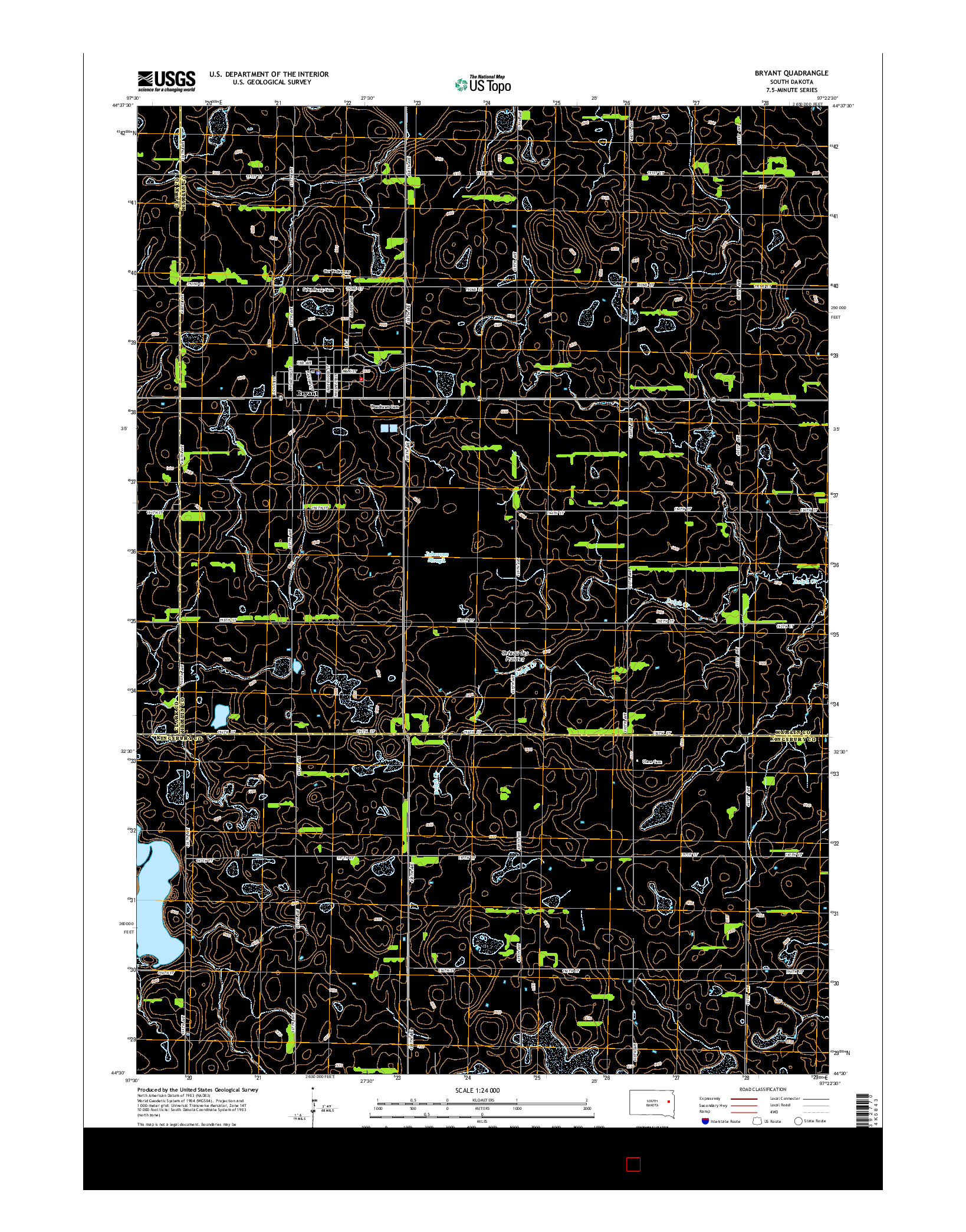 USGS US TOPO 7.5-MINUTE MAP FOR BRYANT, SD 2015