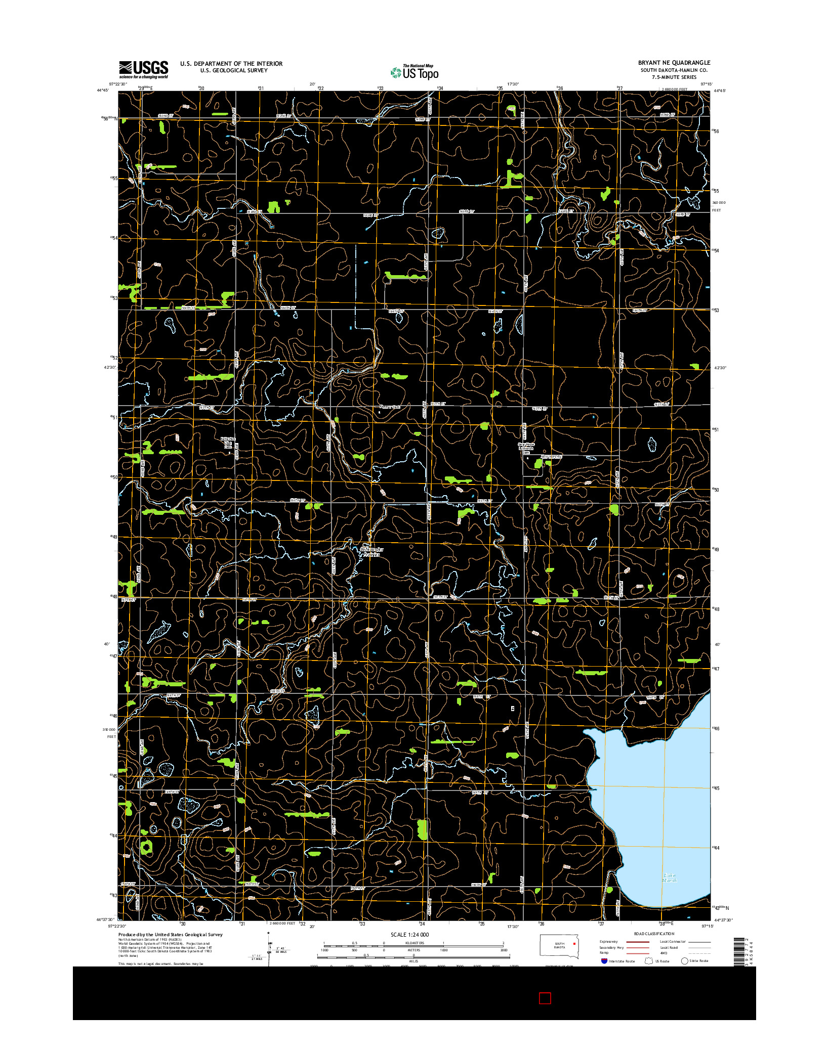 USGS US TOPO 7.5-MINUTE MAP FOR BRYANT NE, SD 2015