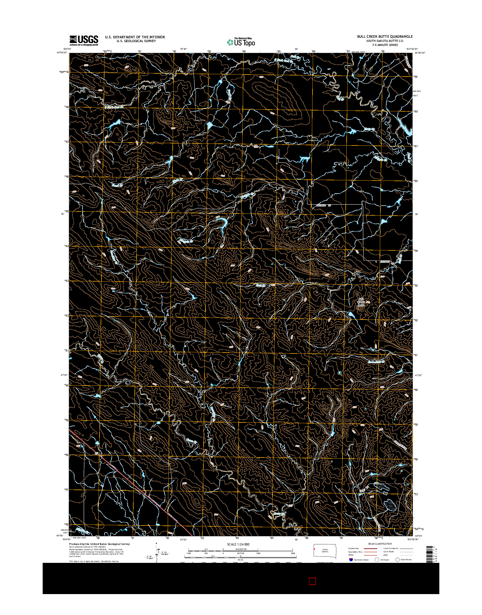 USGS US TOPO 7.5-MINUTE MAP FOR BULL CREEK BUTTE, SD 2015