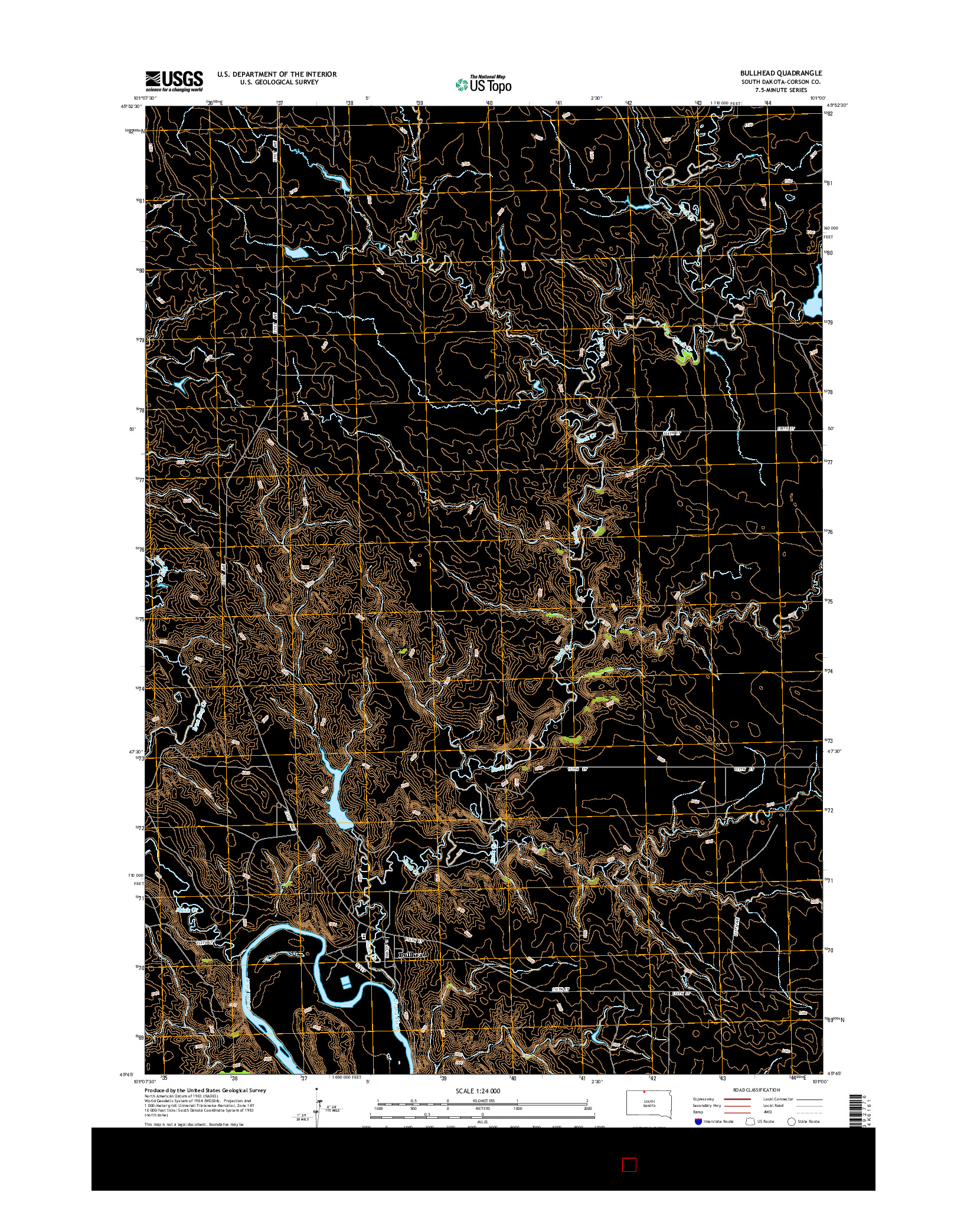USGS US TOPO 7.5-MINUTE MAP FOR BULLHEAD, SD 2015