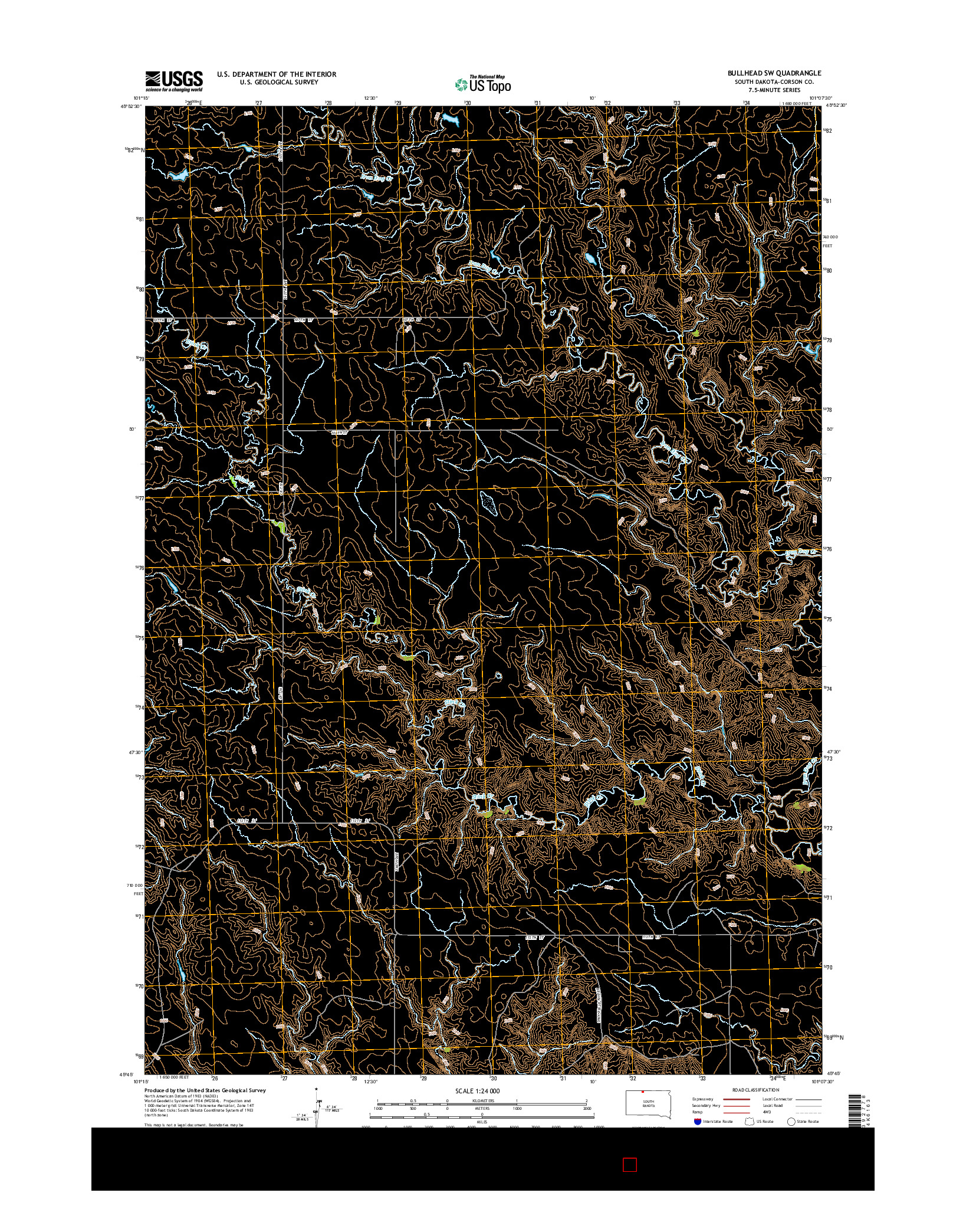 USGS US TOPO 7.5-MINUTE MAP FOR BULLHEAD SW, SD 2015