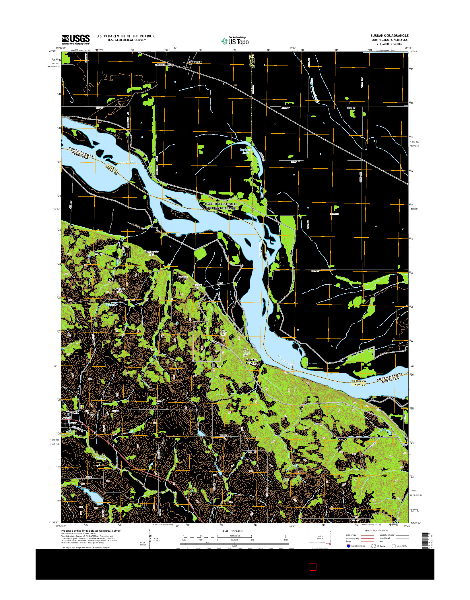 USGS US TOPO 7.5-MINUTE MAP FOR BURBANK, SD-NE 2015