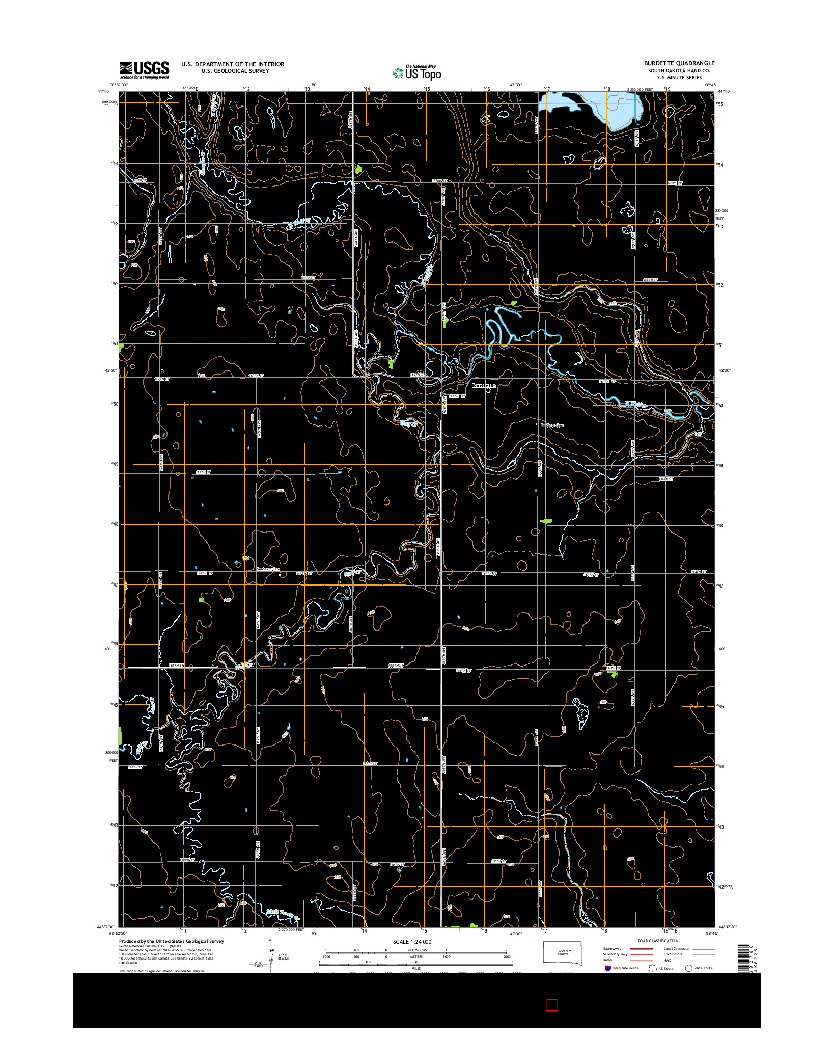 USGS US TOPO 7.5-MINUTE MAP FOR BURDETTE, SD 2015