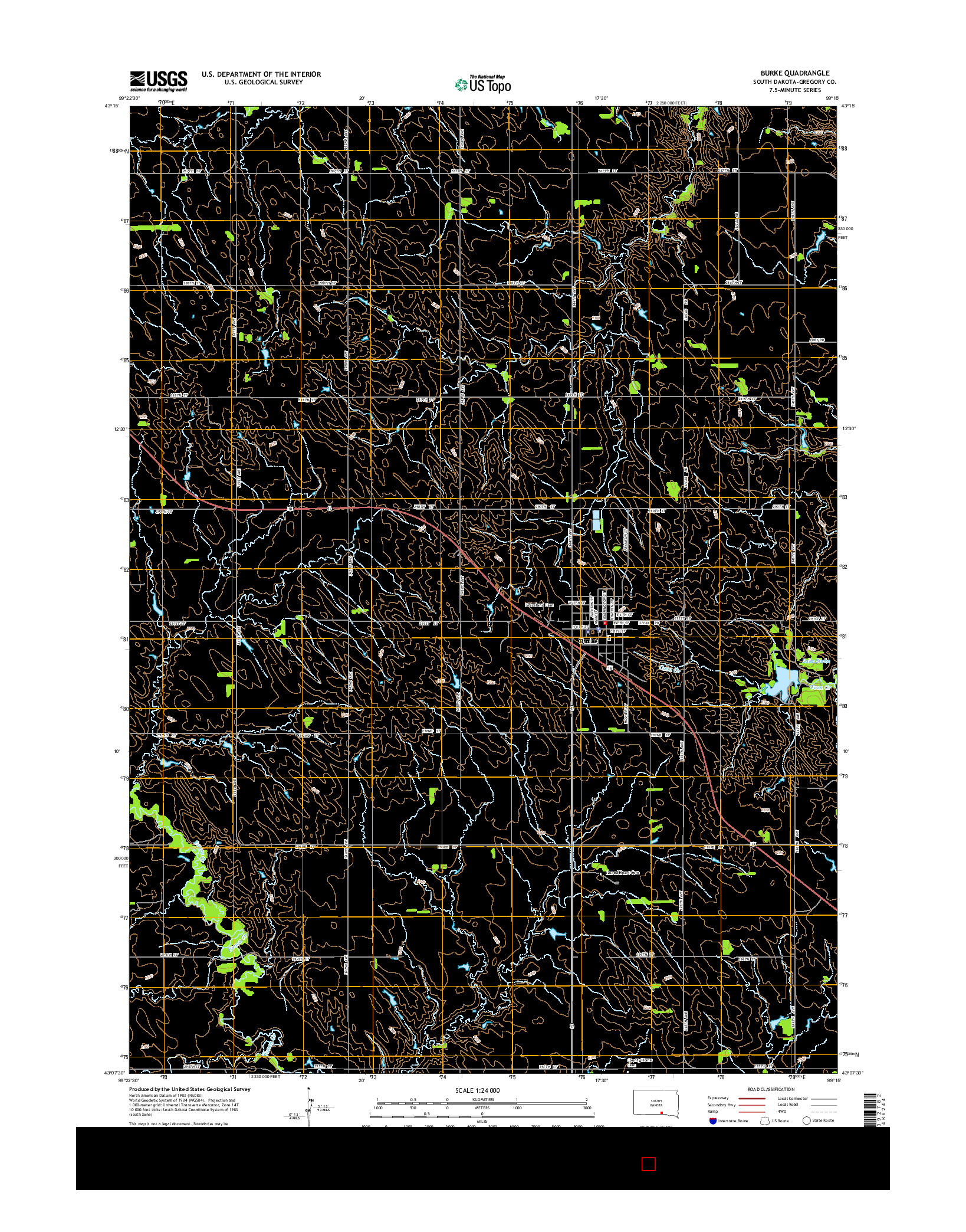USGS US TOPO 7.5-MINUTE MAP FOR BURKE, SD 2015