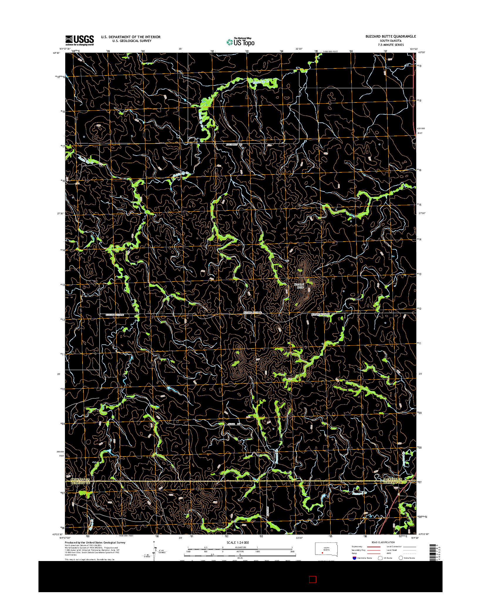 USGS US TOPO 7.5-MINUTE MAP FOR BUZZARD BUTTE, SD 2015